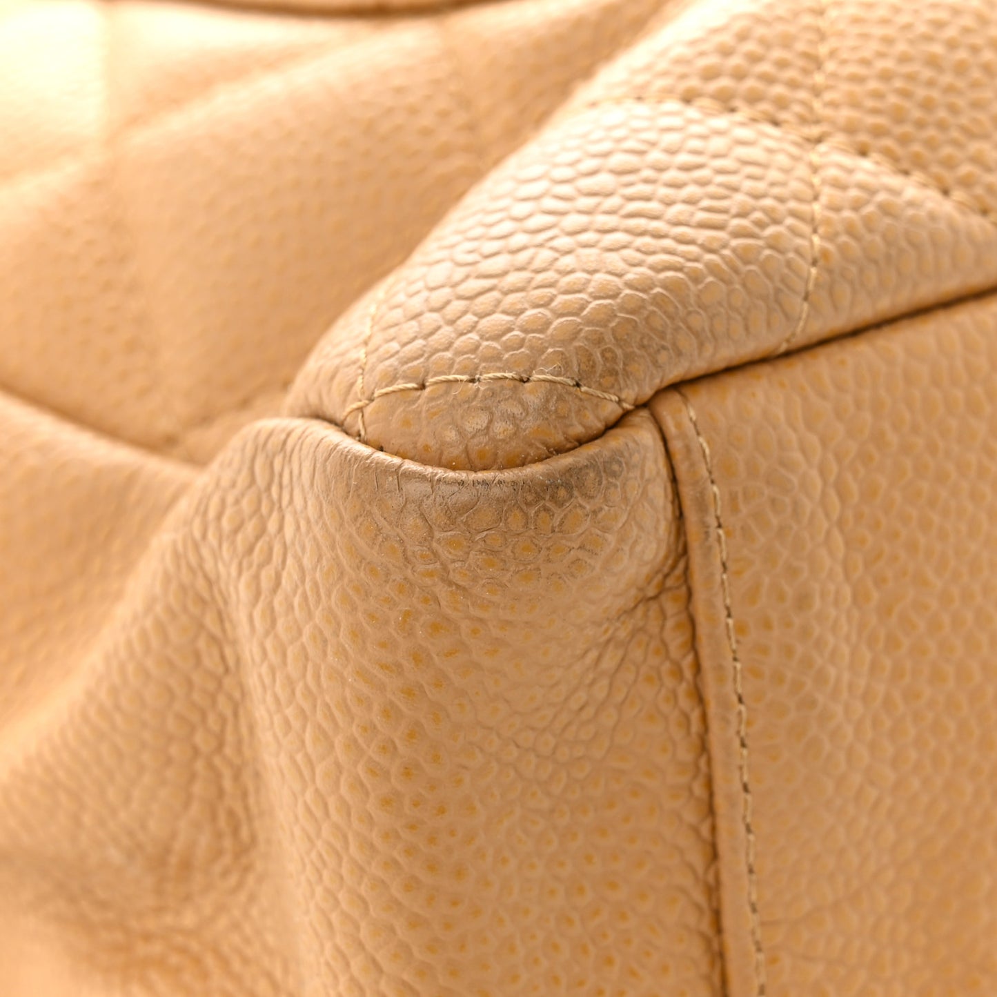Caviar Quilted Petit Shopping Tote PST Dark Beige