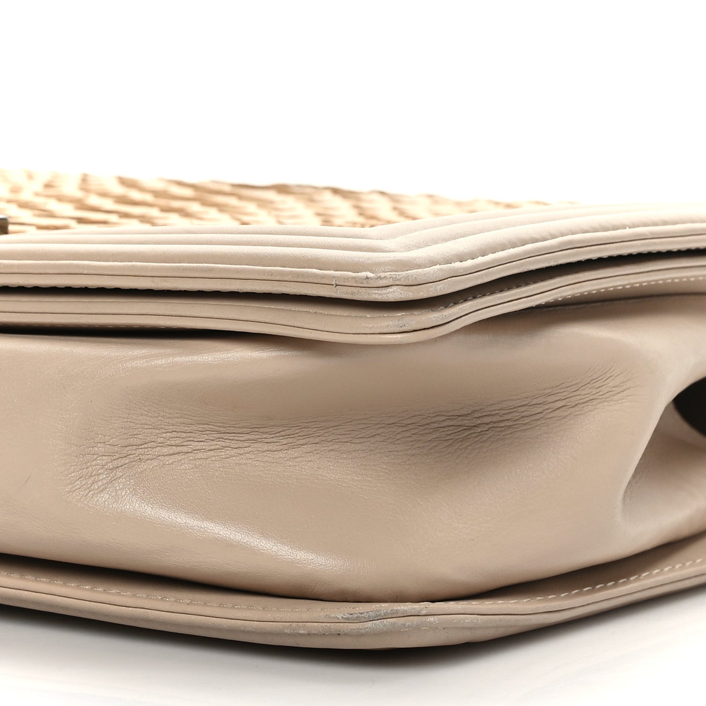 Snakeskin Calfskin New Medium Boy Flap Beige