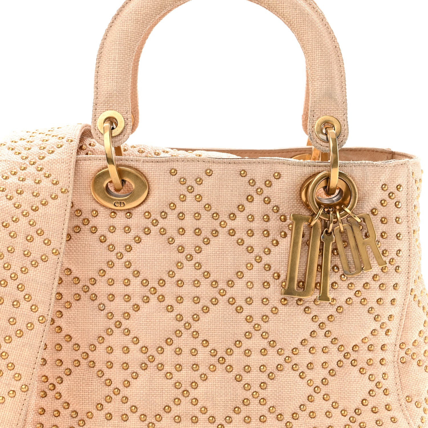 Christian Dior Canvas Cannage Studded Medium Supple Lady Dior Light Pink 7 of 9