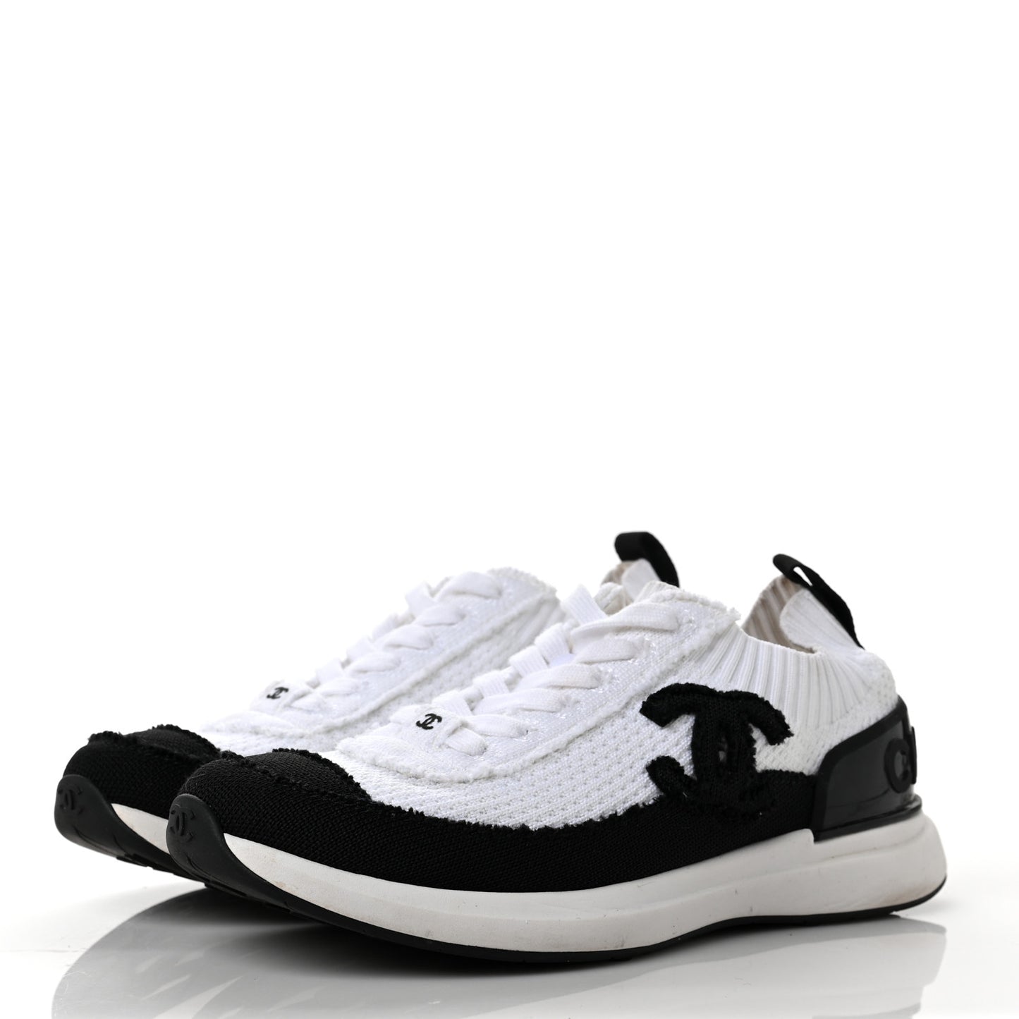 Knit Womens CC Sneakers 37 White Black