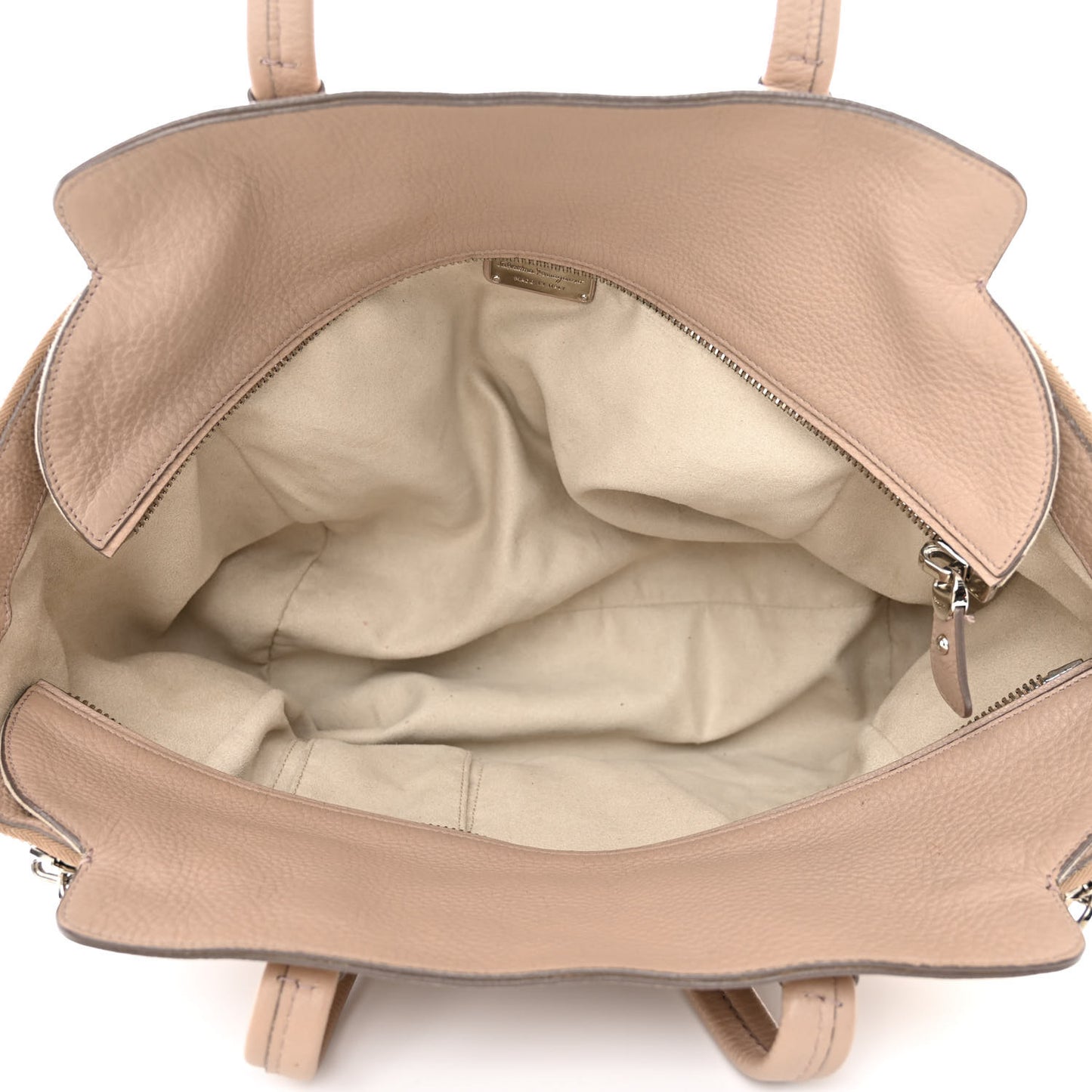 Calfskin Large Verve Double Zip Tote Beige