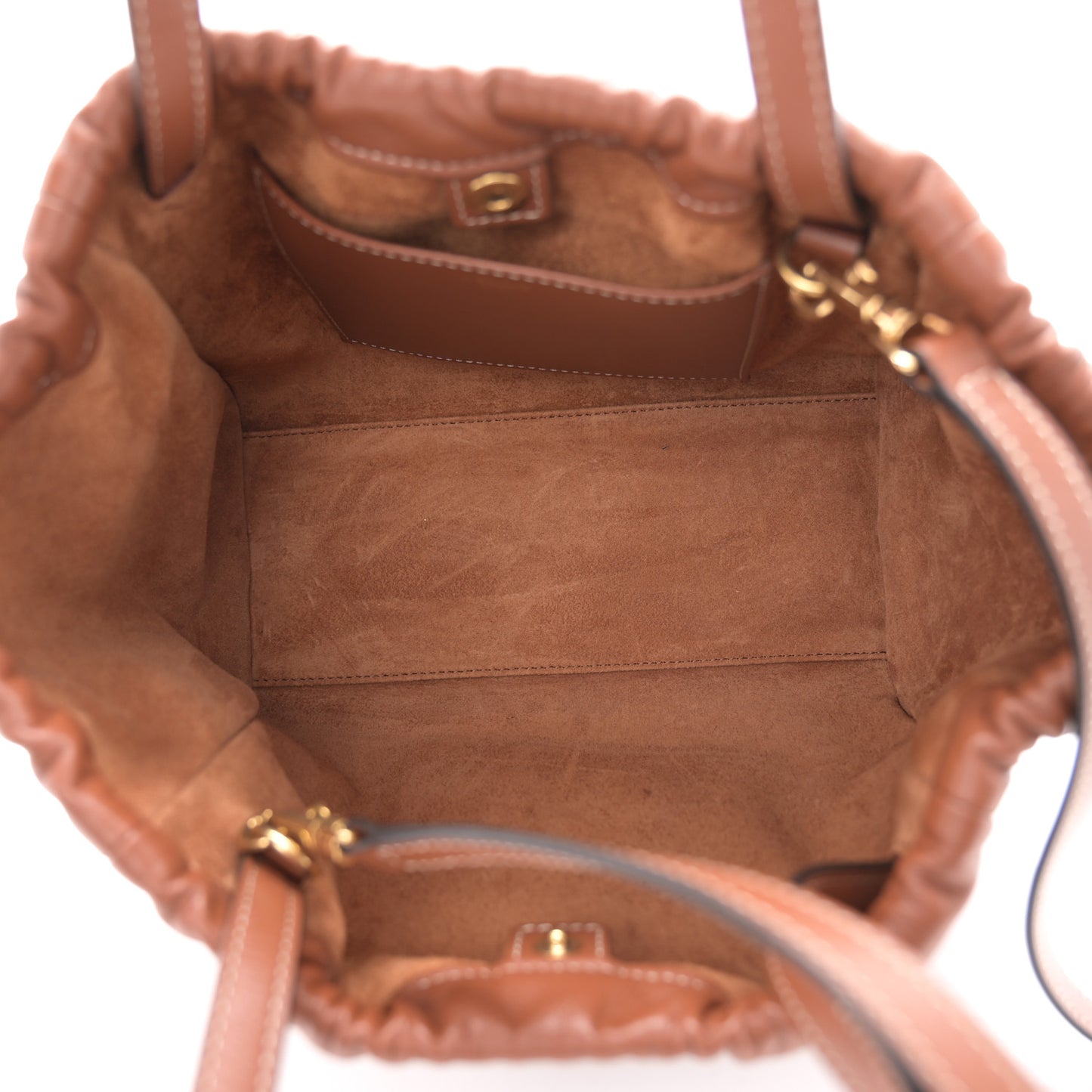 Smooth Calfskin Cuir Small Triomphe Cabas Drawstring Tan