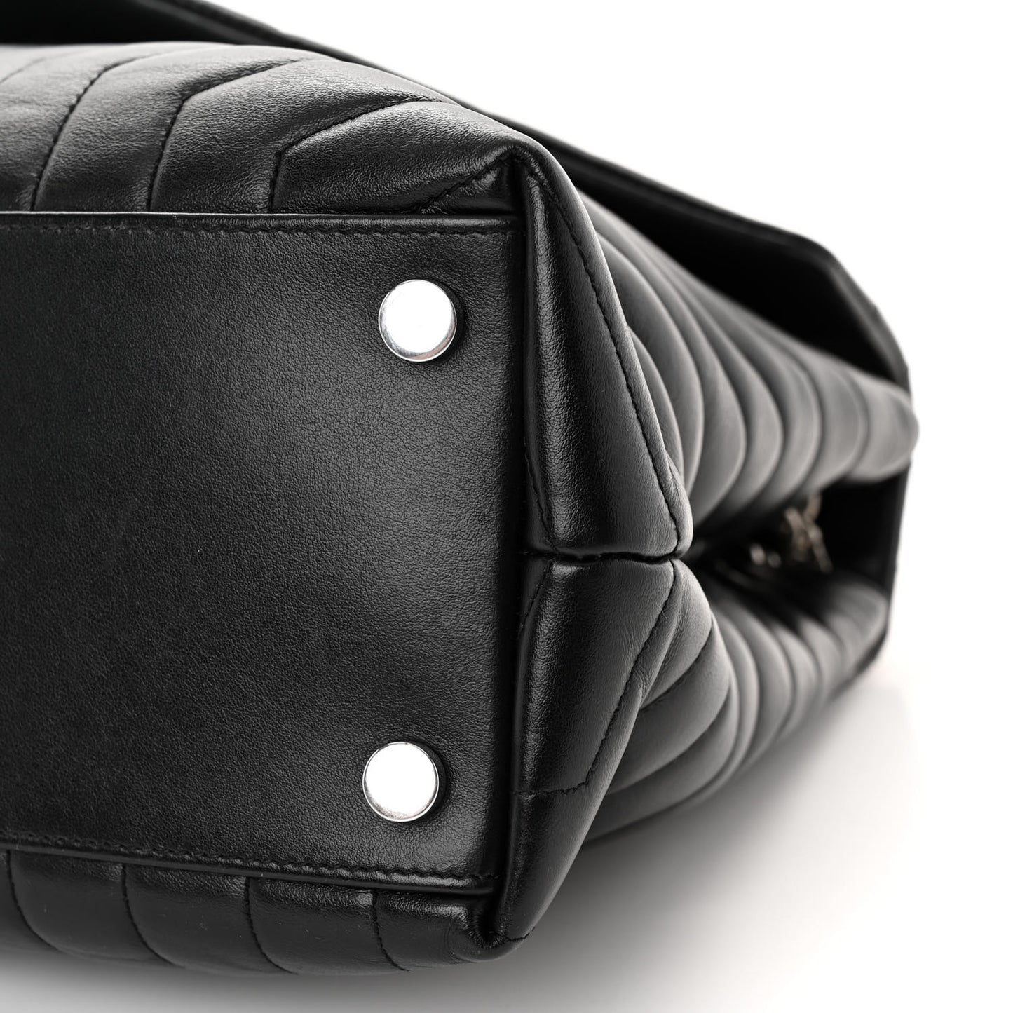 Calfskin Y Quilted Monogram Large Loulou Chain Satchel Black