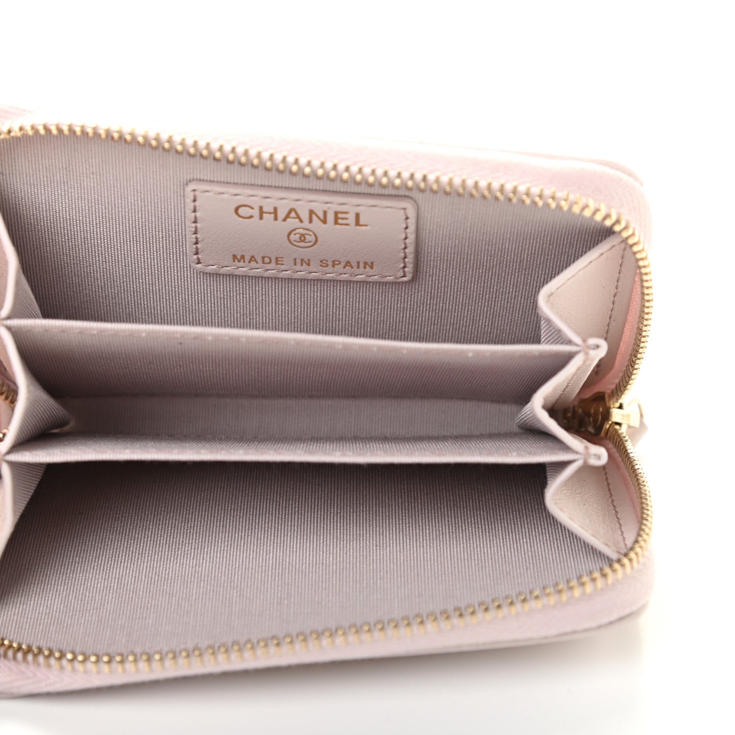 Lambskin Quilted 19 Zip Around Coin Purse Wallet Light Purple