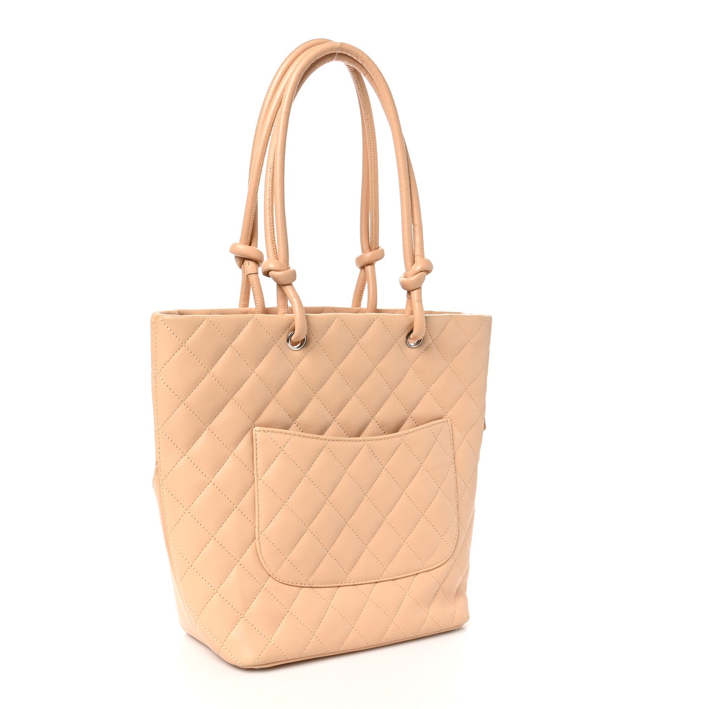 Calfskin Quilted Medium Cambon Tote Beige