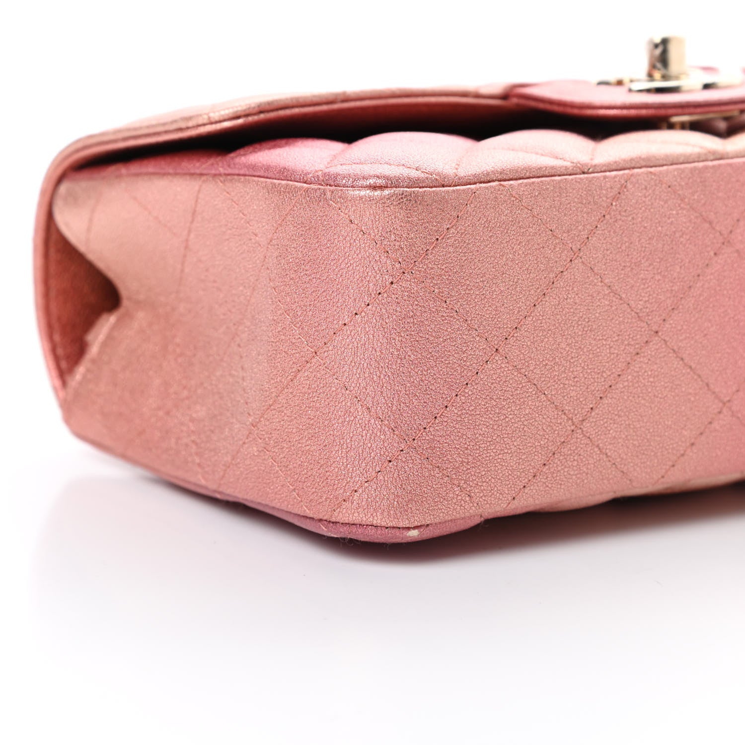 Chanel Metallic Lambskin Quilted Ombre Mini Rectangular Flap Pink 9 of 13