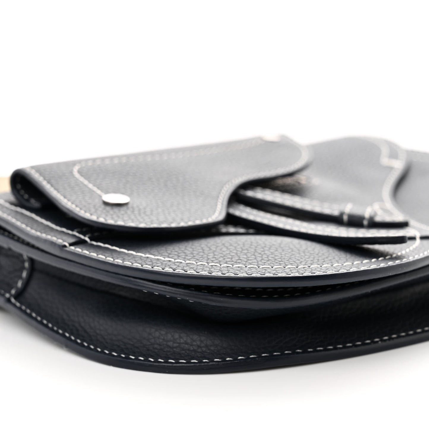 X KAWS Grained Calfskin Saddle Pouch Navy Blue