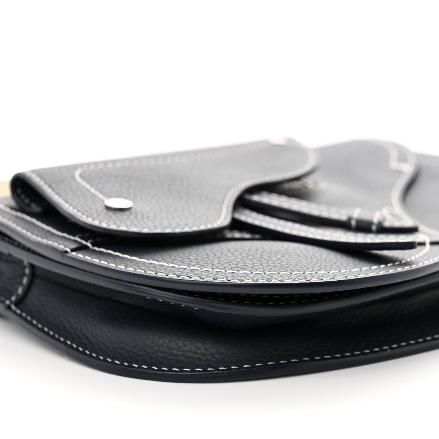 Christian Dior X KAWS Grained Calfskin Saddle Pouch Navy Blue 9 of 11