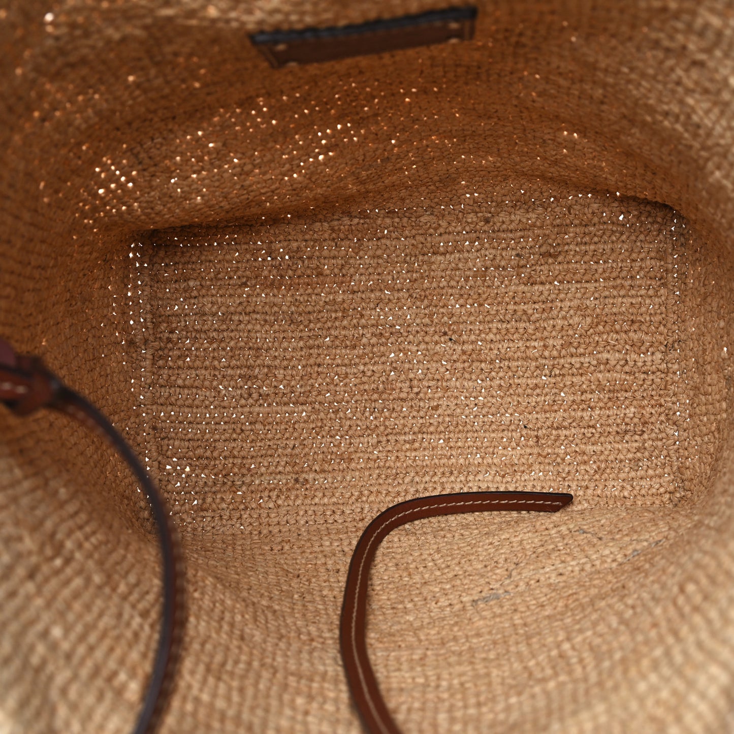 Paglia Vitello Woven Top Handle Tote Naturale Cognac