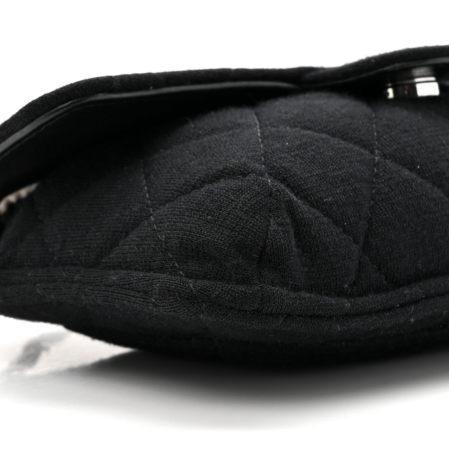 Jersey Fabric Quilted Foldable Tote With Chain Black Multicolor