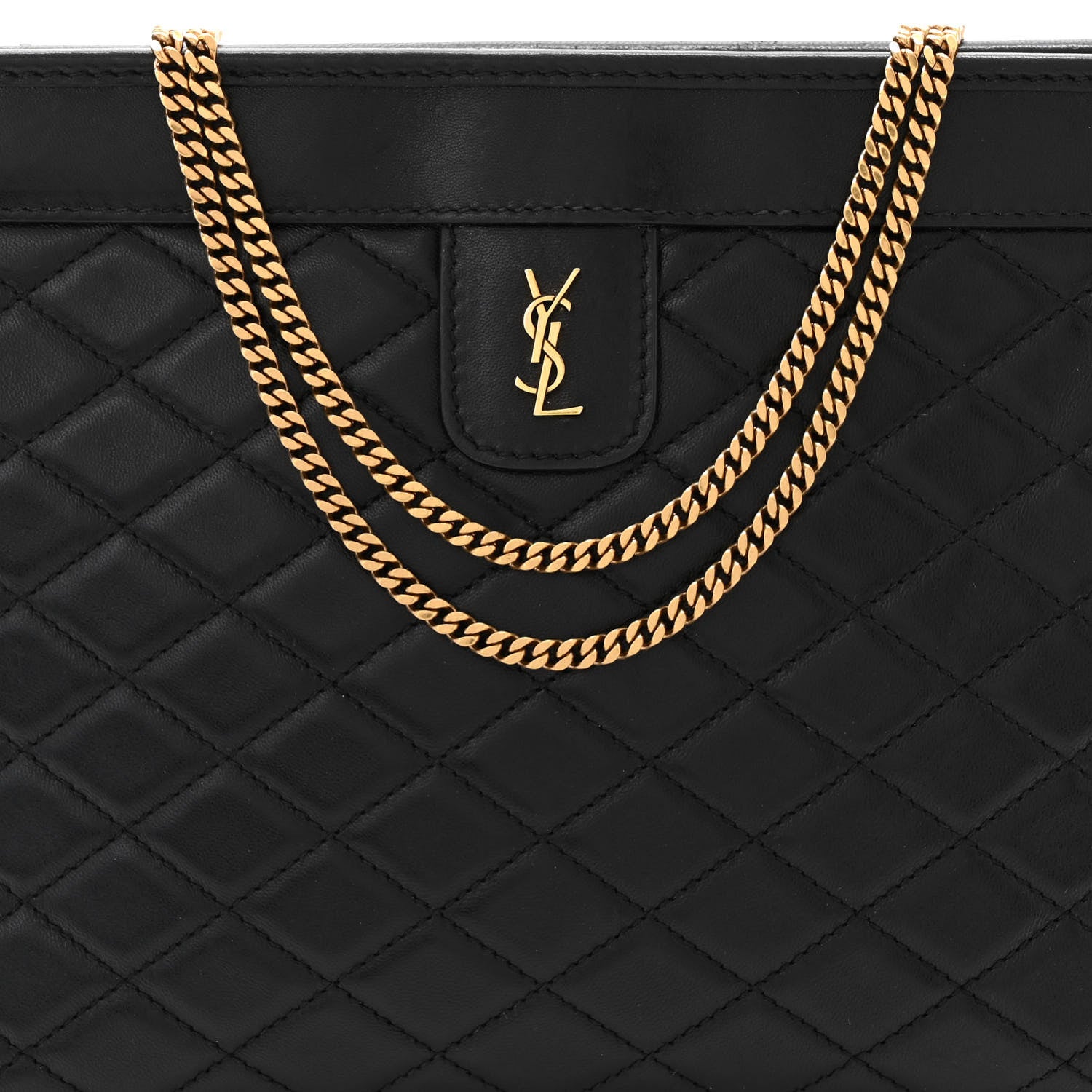 Saint Laurent Lambskin Quilted Monogram Baby Victoire Chain Clutch Bag Black 8 of 10