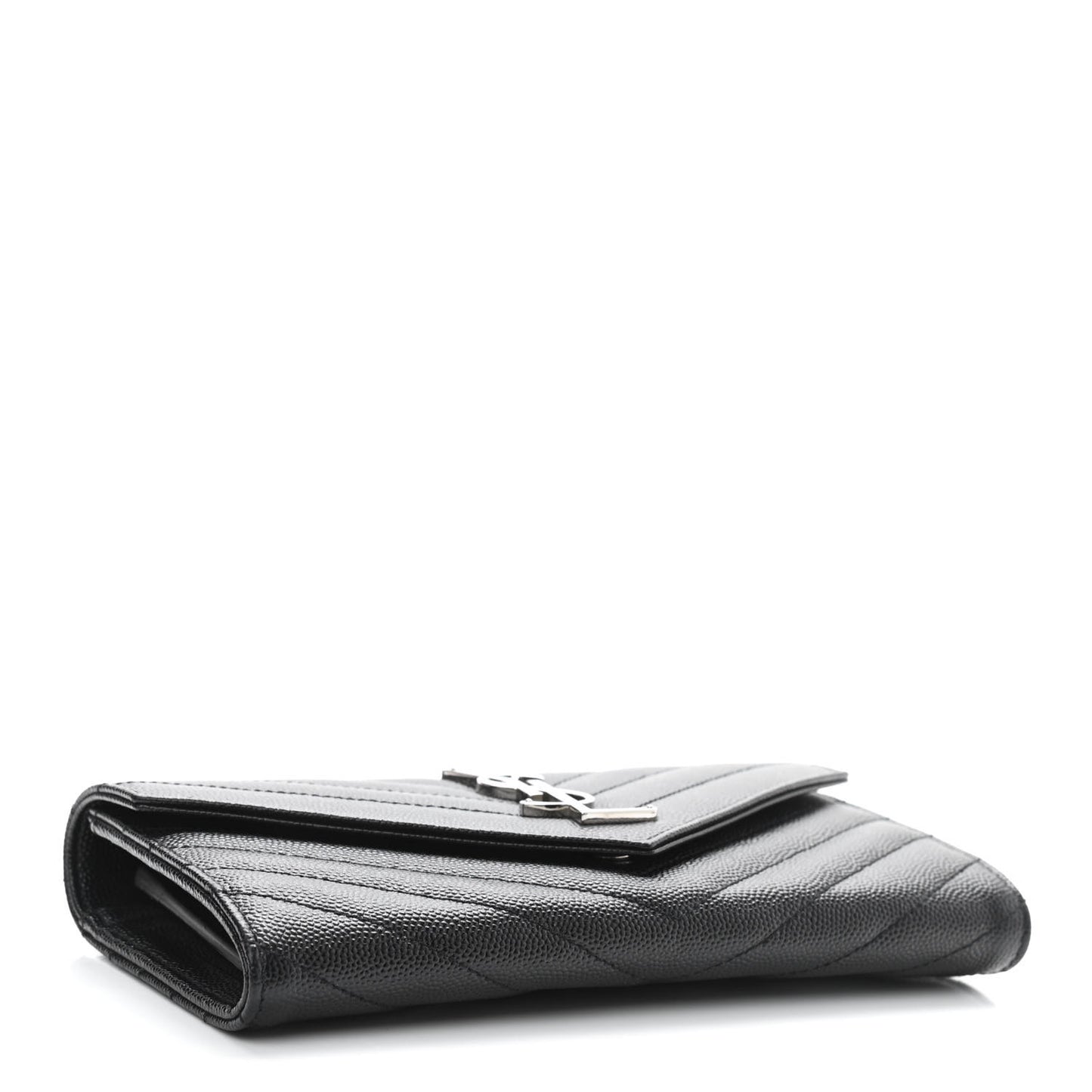 Calfskin Matelasse Chevron Monogram Flap Wallet Black