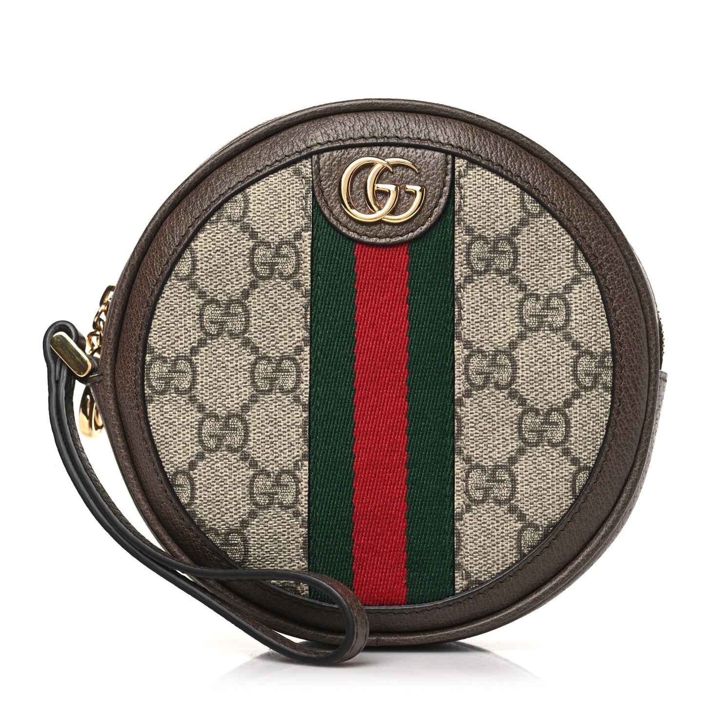 GG Supreme Monogram Web Ophidia Circle Wristlet Beige New Acero