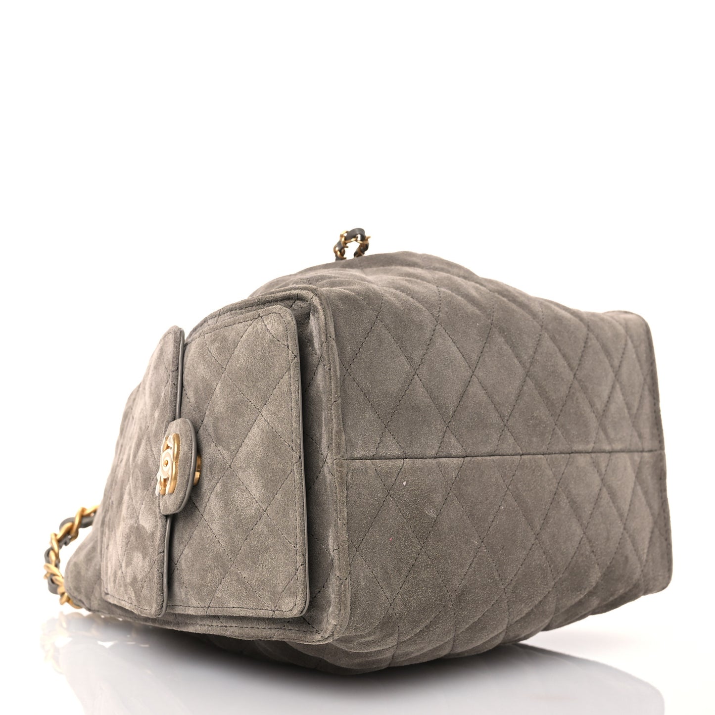 Suede Quilted Small Chanel 25 Handbag Grey