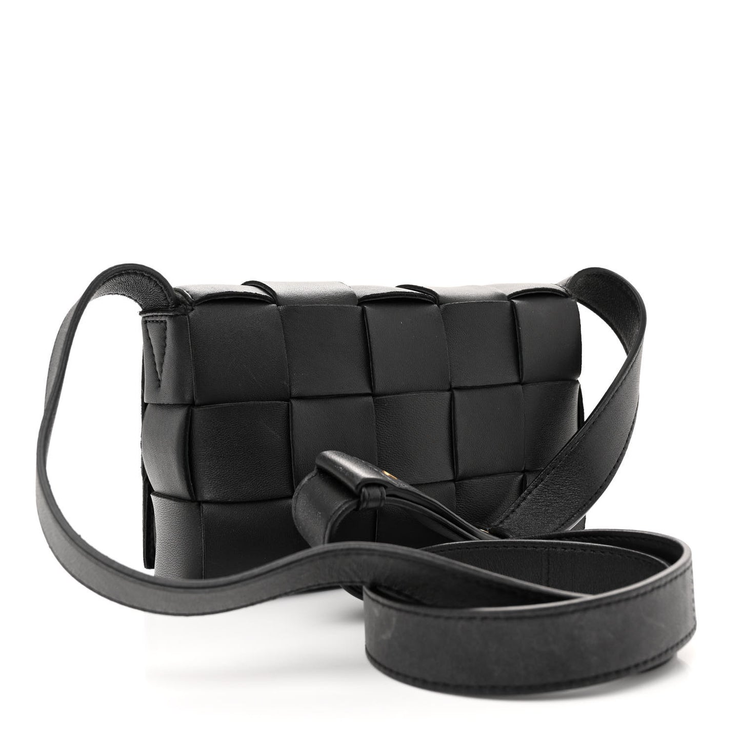 Lambskin Maxi Intrecciato Cassette Crossbody Bag Black
