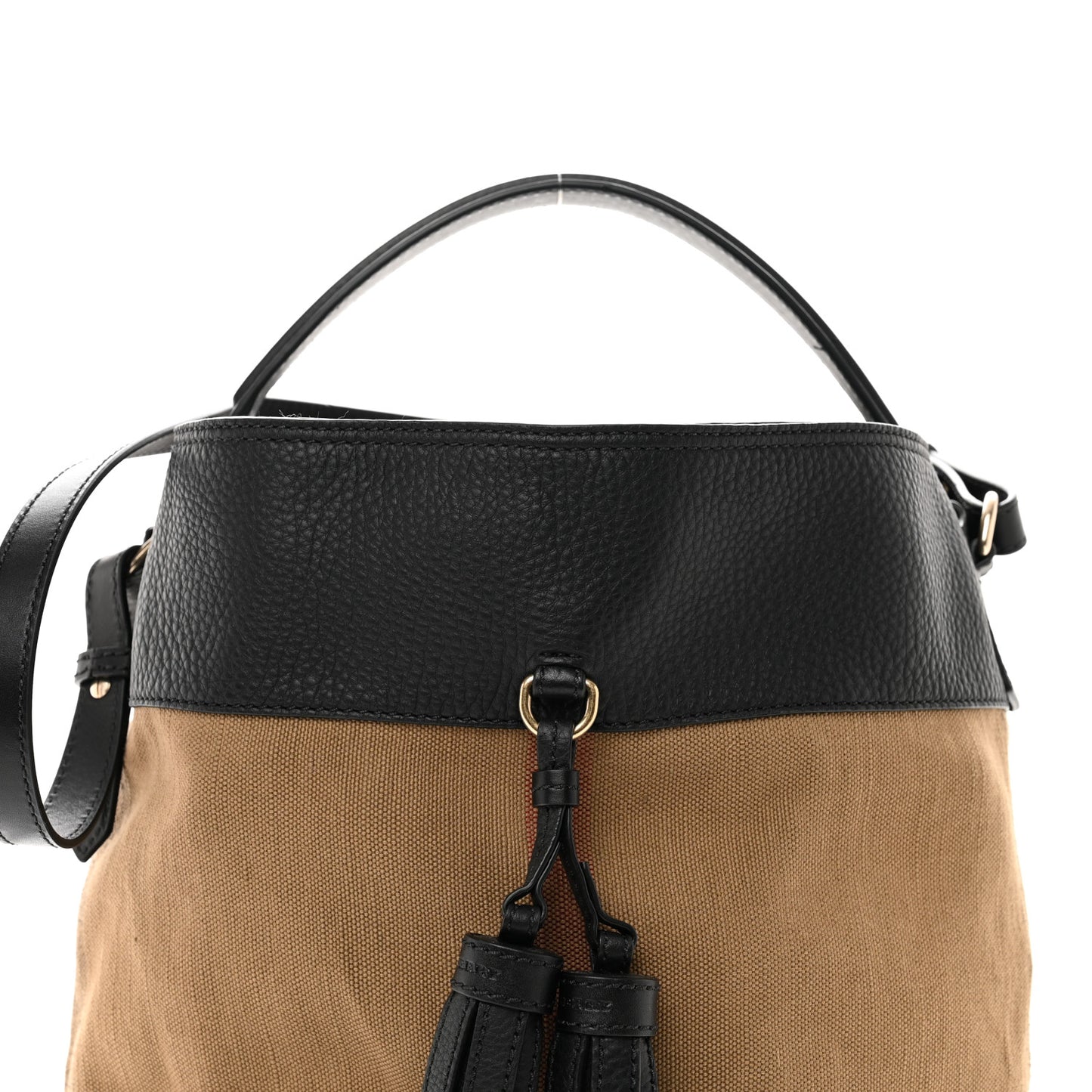 Grainy Calfskin Canvas Mega Check Medium Ashby Tassel Hobo Black