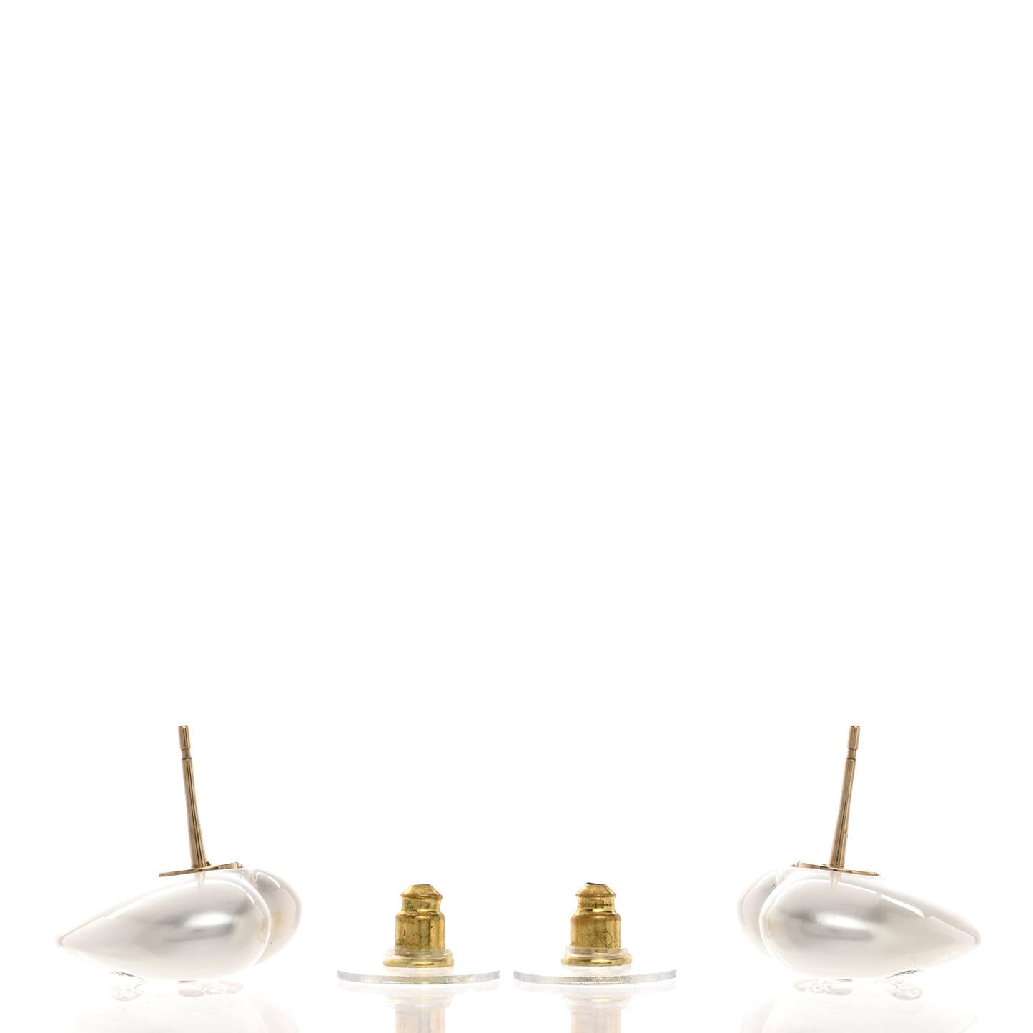Pearl Crystal CC Heart Earrings Gold