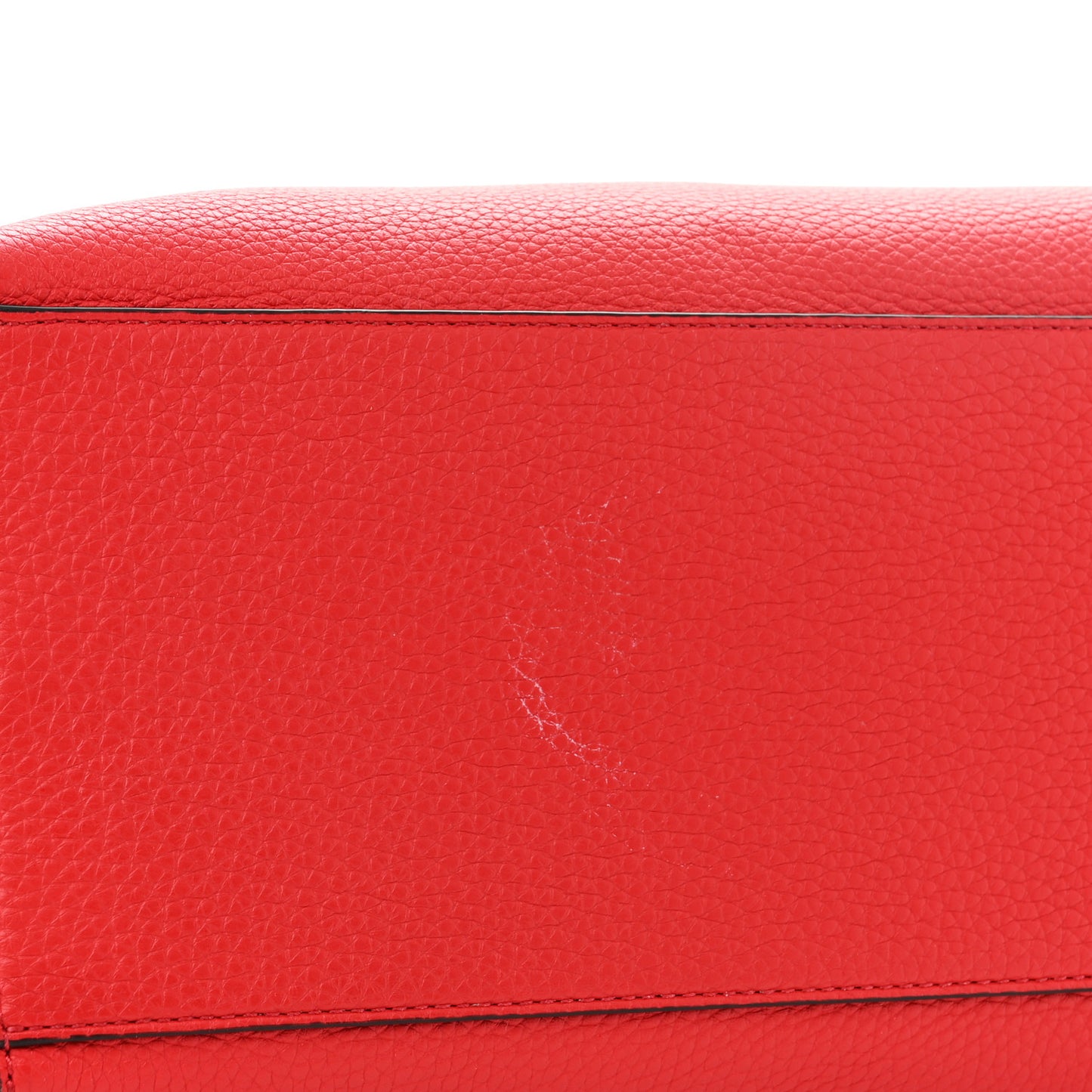 Grained Calfskin Rockstud Shoulder Tote Rouge Pur