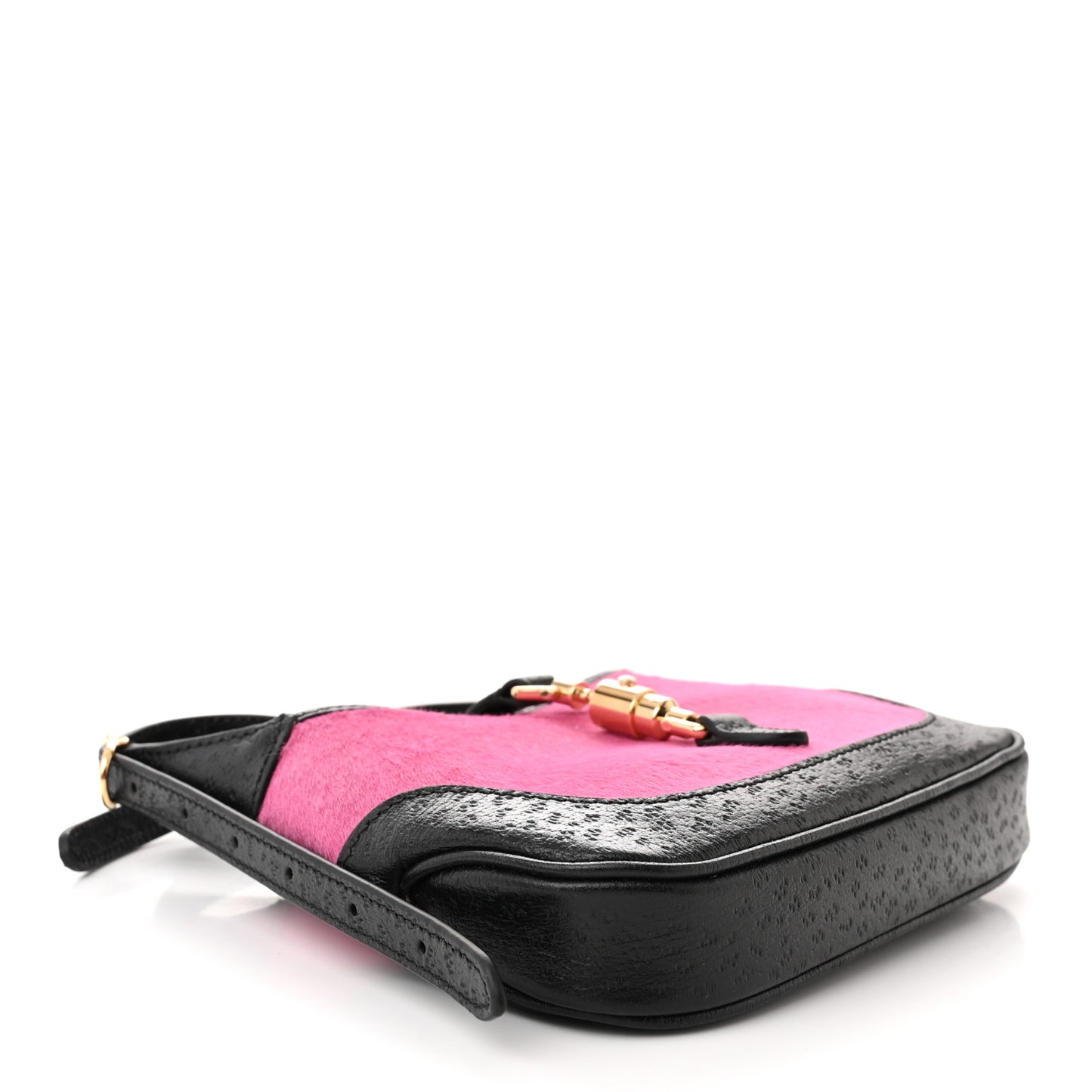 Calf Hair Textured Dollar Calfskin Mini Jackie 1961 Hobo Pink Black