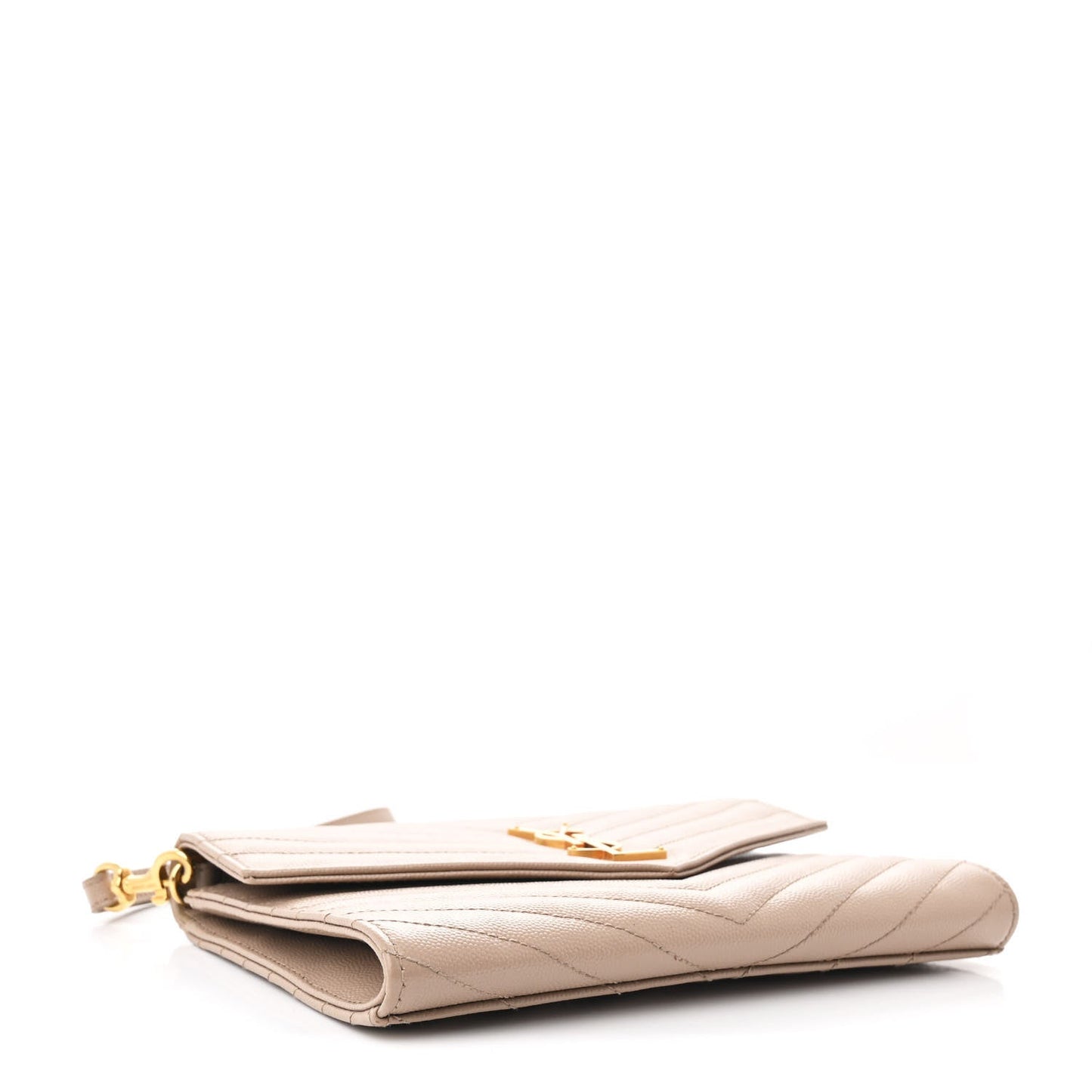 Grain De Poudre Matelasse Chevron Monogram Envelope Clutch Dark Beige