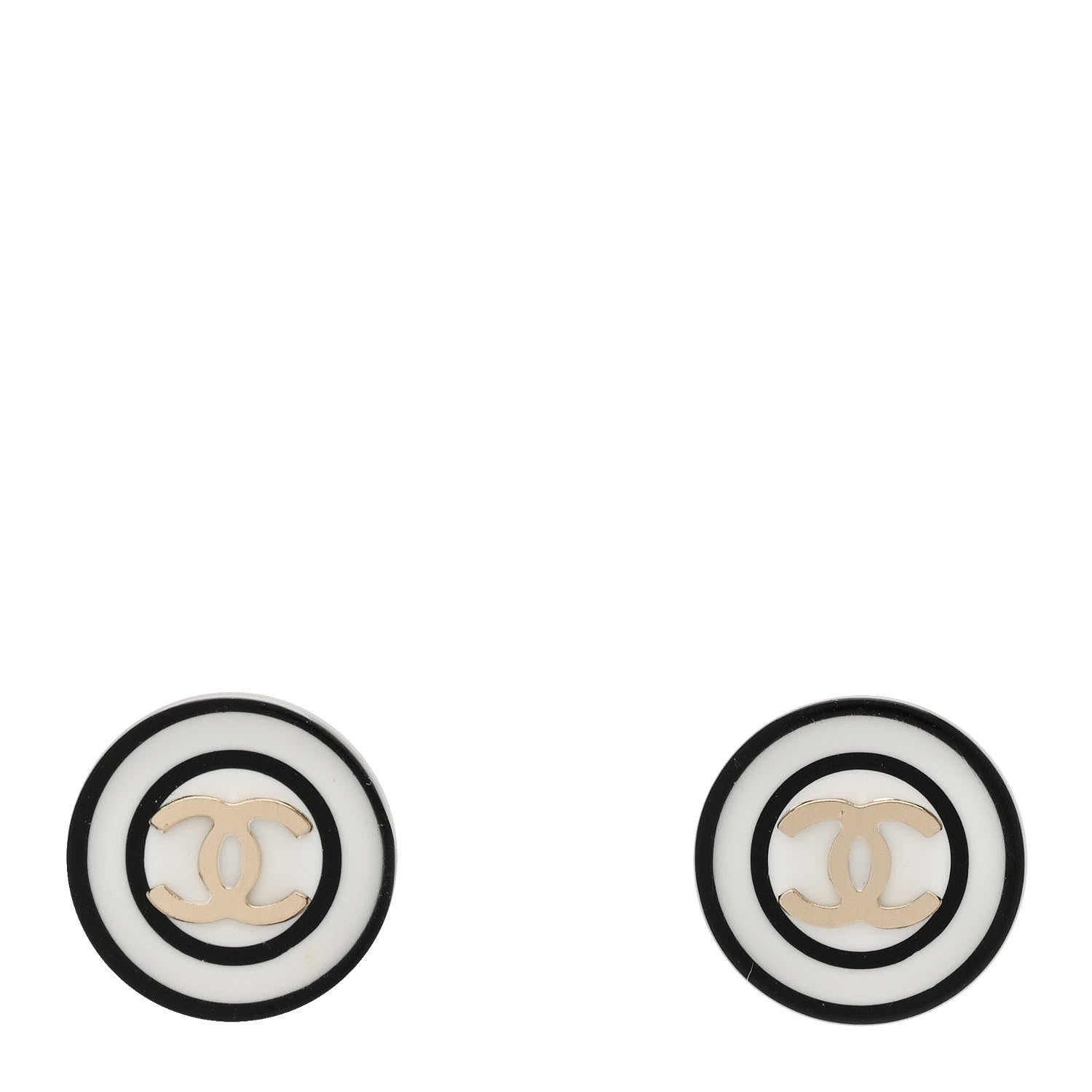Chanel Resin CC Earrings White Black 1 of 4