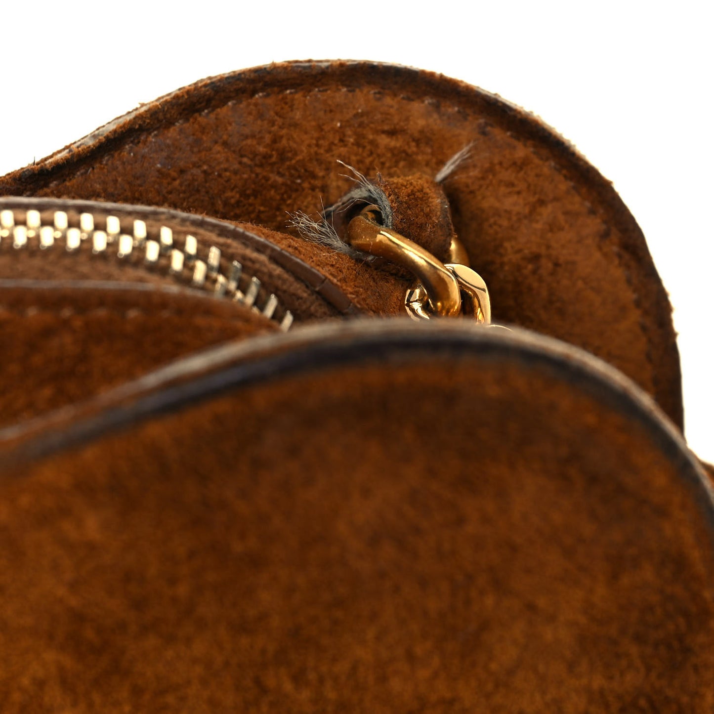 Suede Fringe Small Monogram Love Shoulder Bag Brown