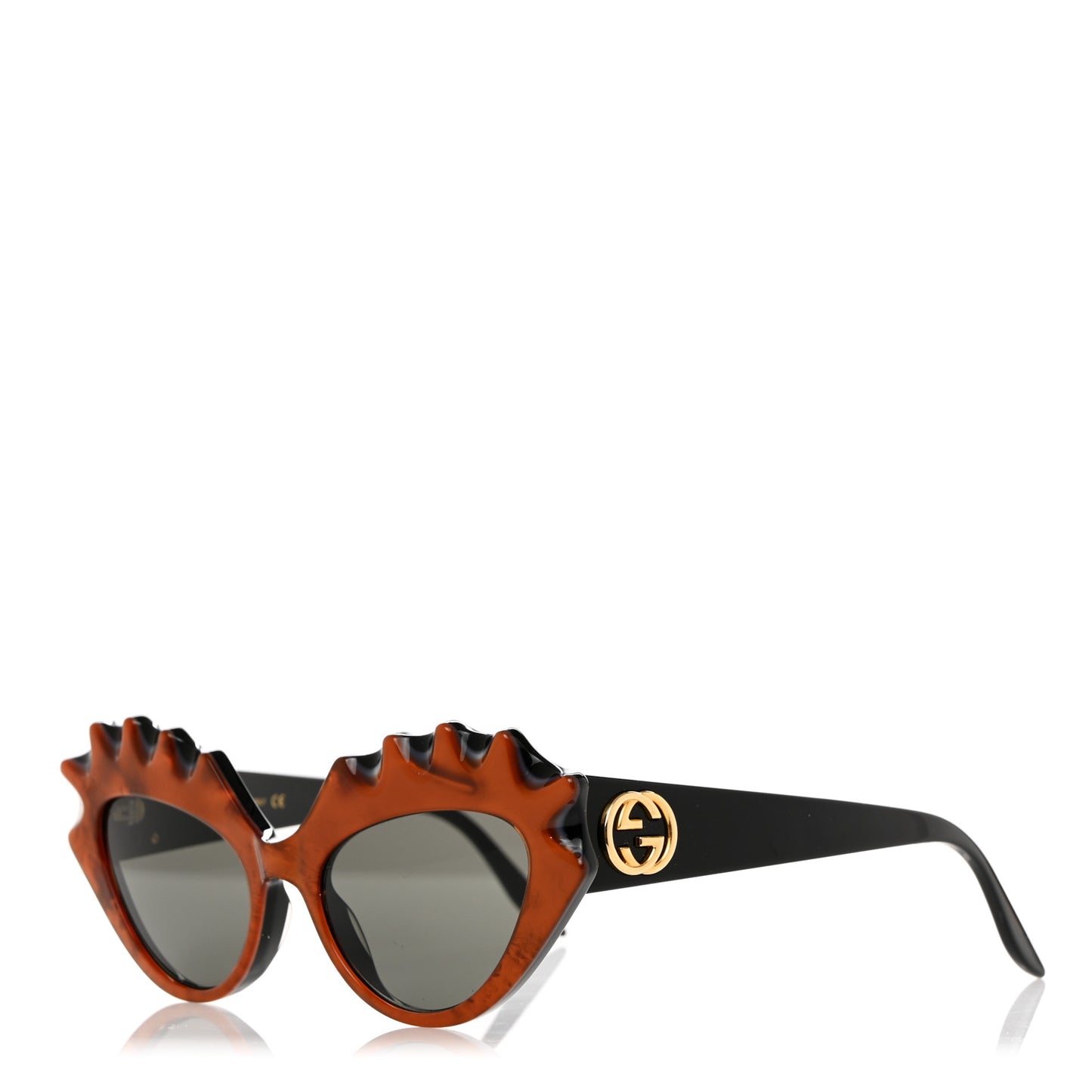 Acetate Cat Eye Sunglasses GG0781S Orange Black