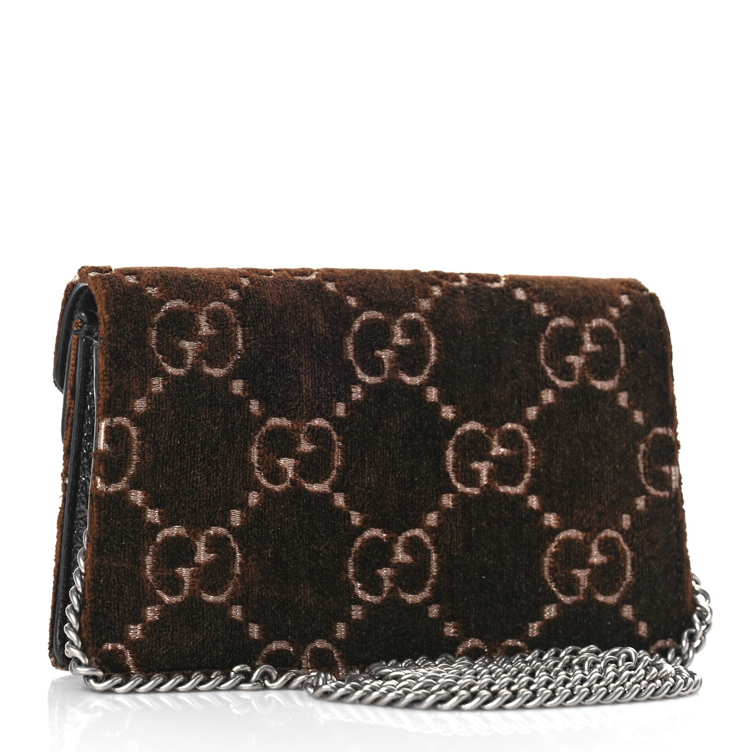 Gucci Velvet Skipper Crystal GG Monogram Super Mini Dionysus Shoulder Bag Brown Black Black Diamond 3 of 9