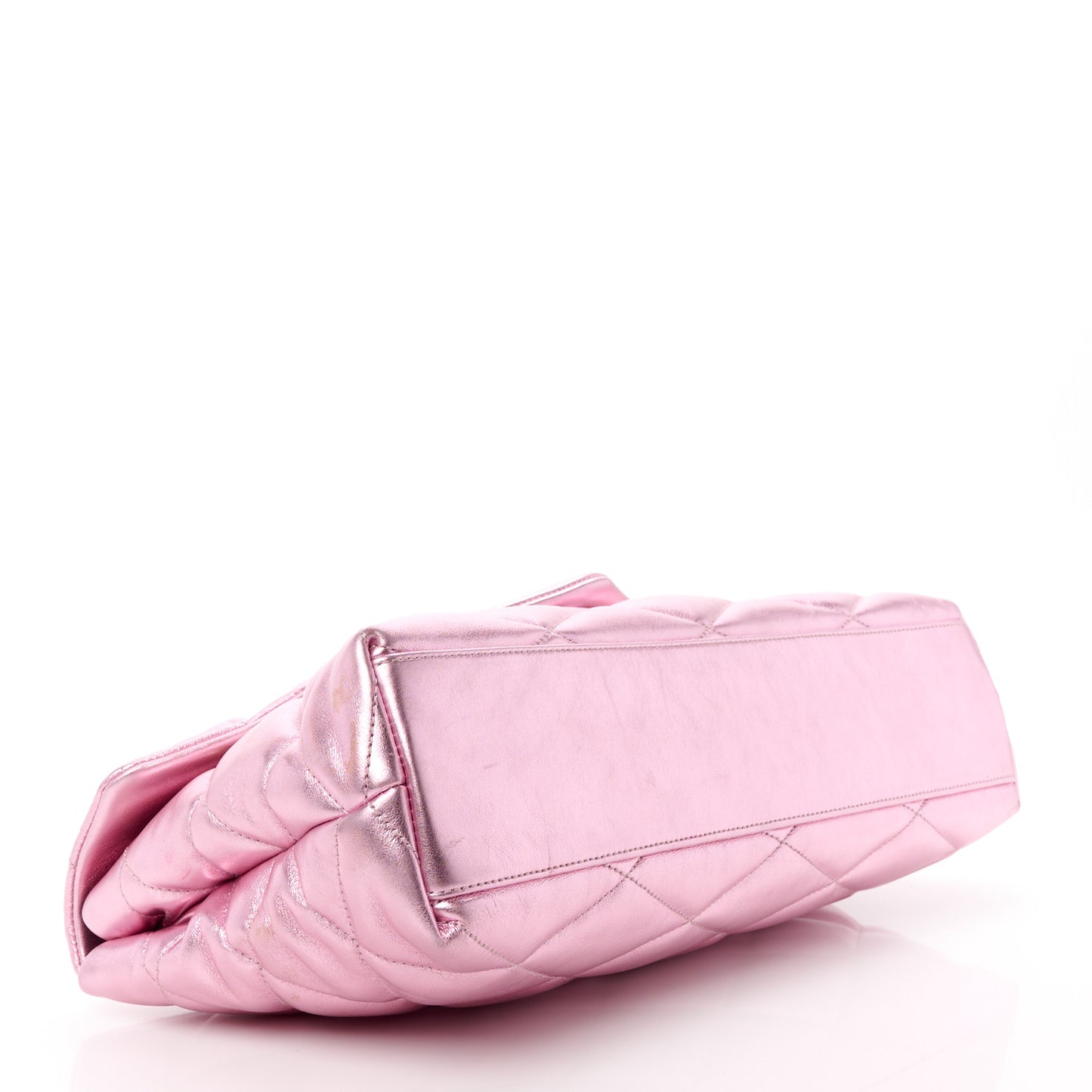 Metallic Lambskin Quilted Sade Puffer Envelope Clutch New Azalea