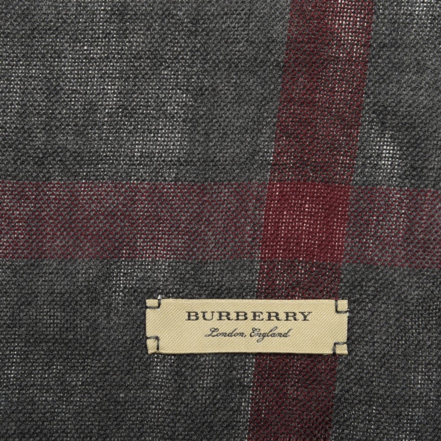 Wool Cashmere Check Lightweight Scarf Charcoal