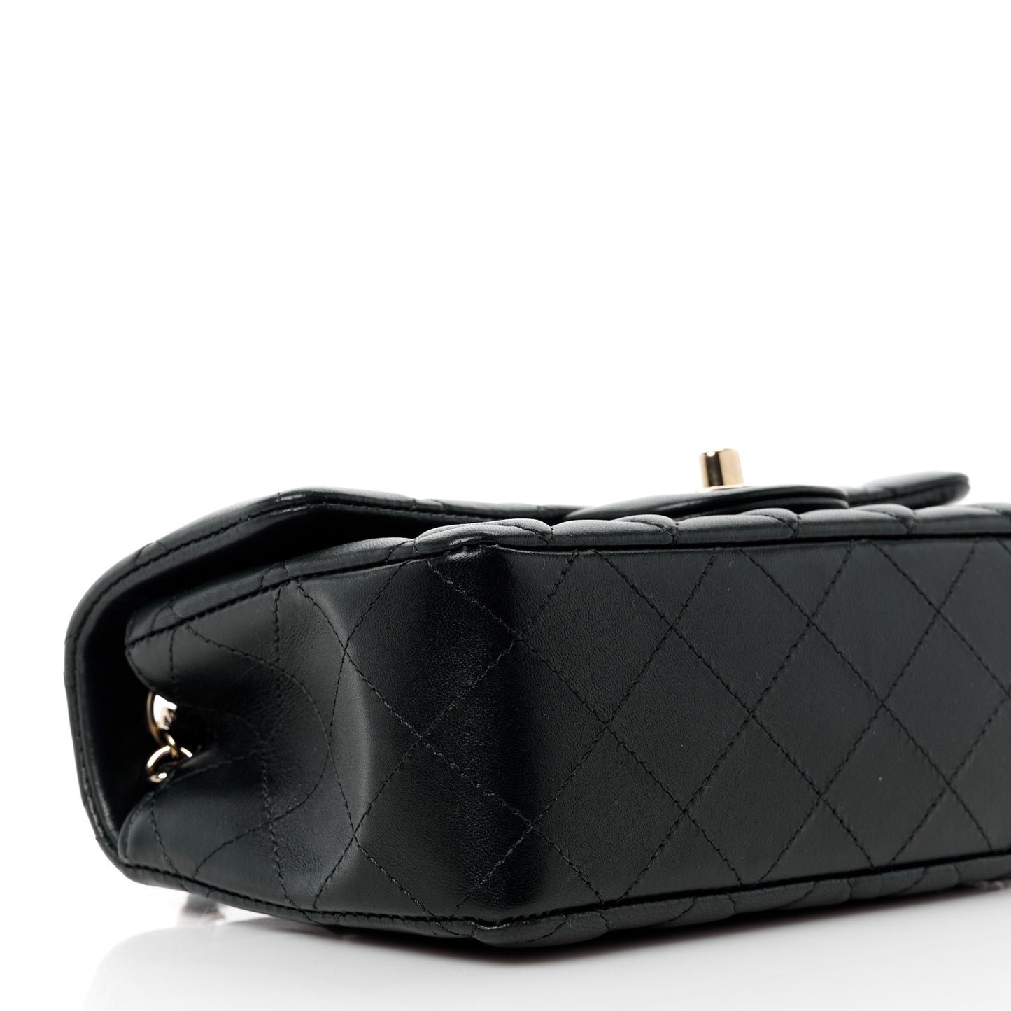 Lambskin Quilted Mini Rectangular Flap Black