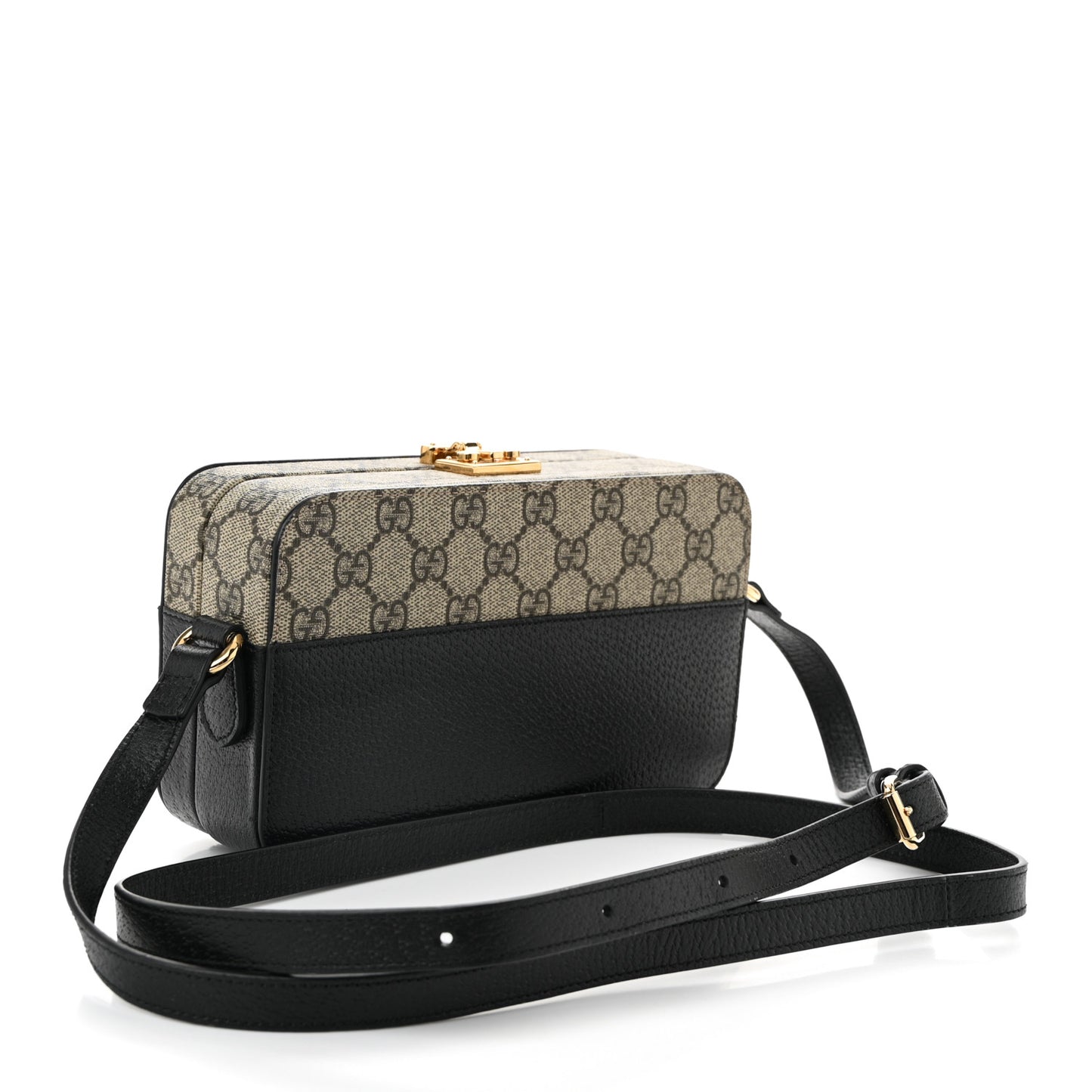 GG Supreme Monogram Textured Dollar Calfskin Mini New Basket Shoulder Bag Beige Ebony Black