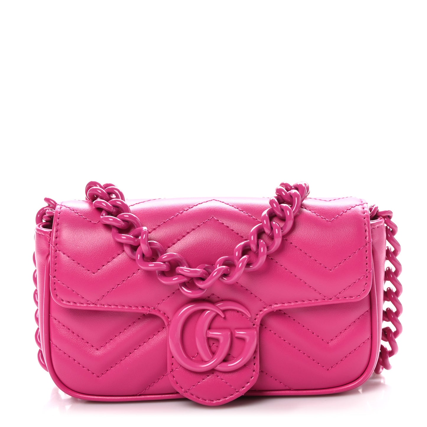 Calfskin Matelasse Monochrome GG Marmont Chain Belt Bag Classic Fuxia