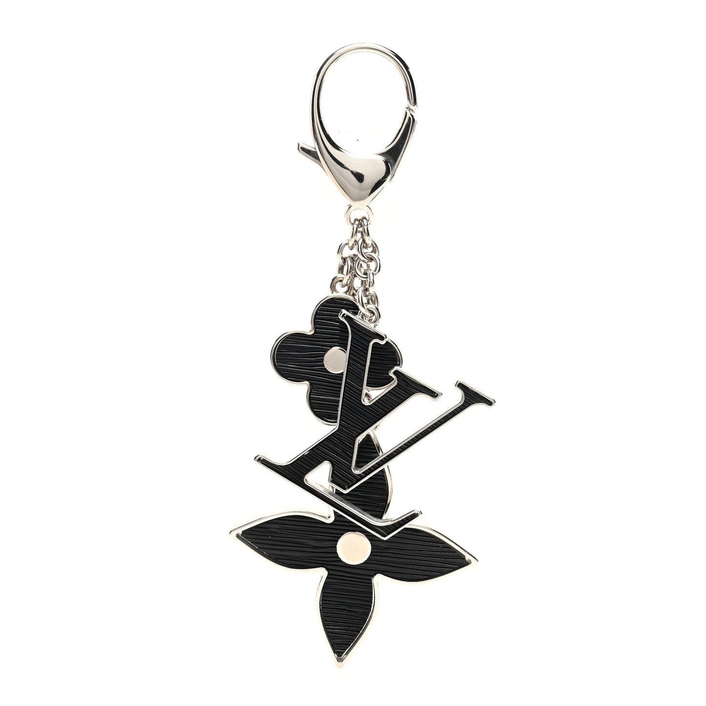 Fleur d Epi Bag Charm Key Holder Black