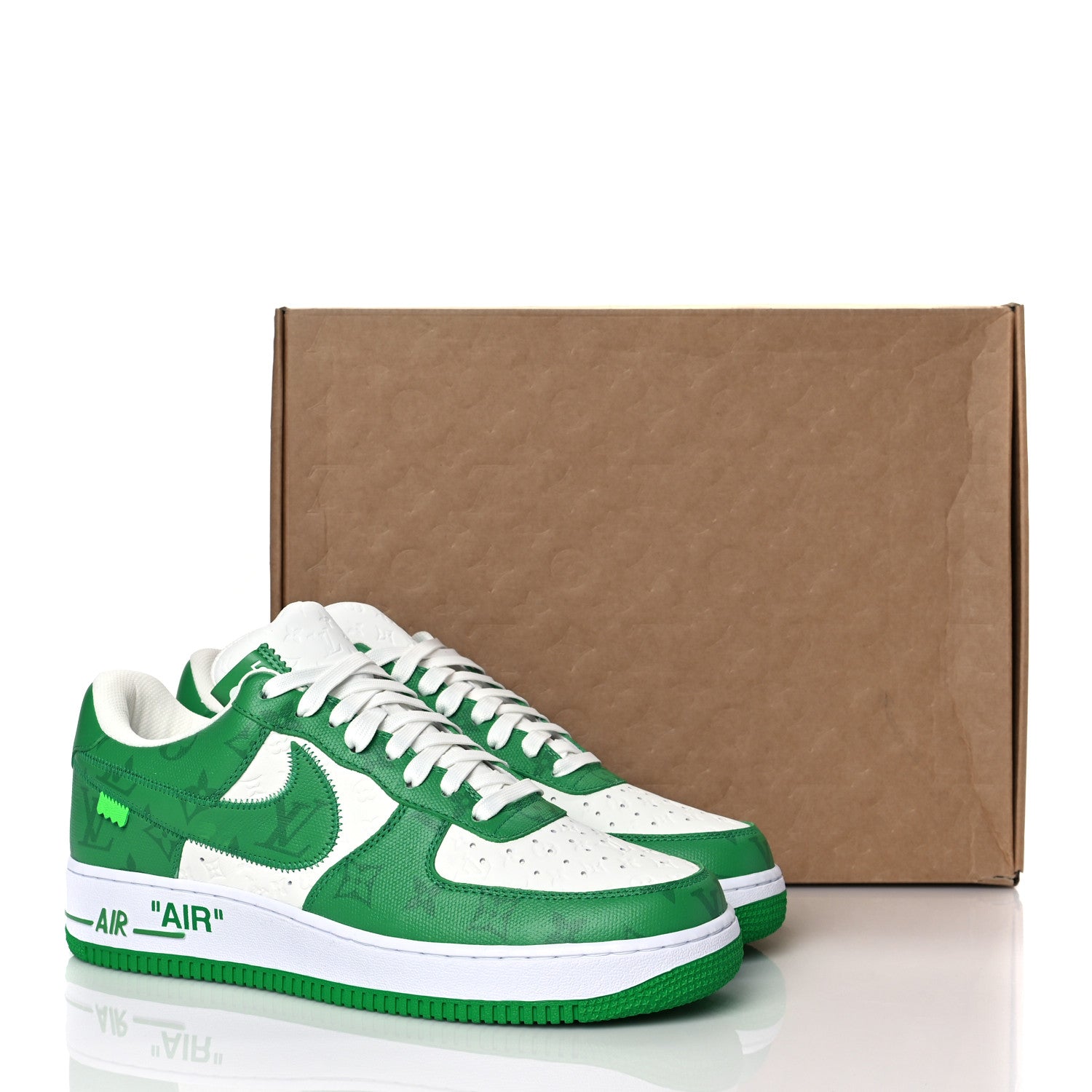 Louis Vuitton X NIKE AIR FORCE 1 Calfskin Monogram Mens Low Top Sneakers 9.5 Green 10 of 10