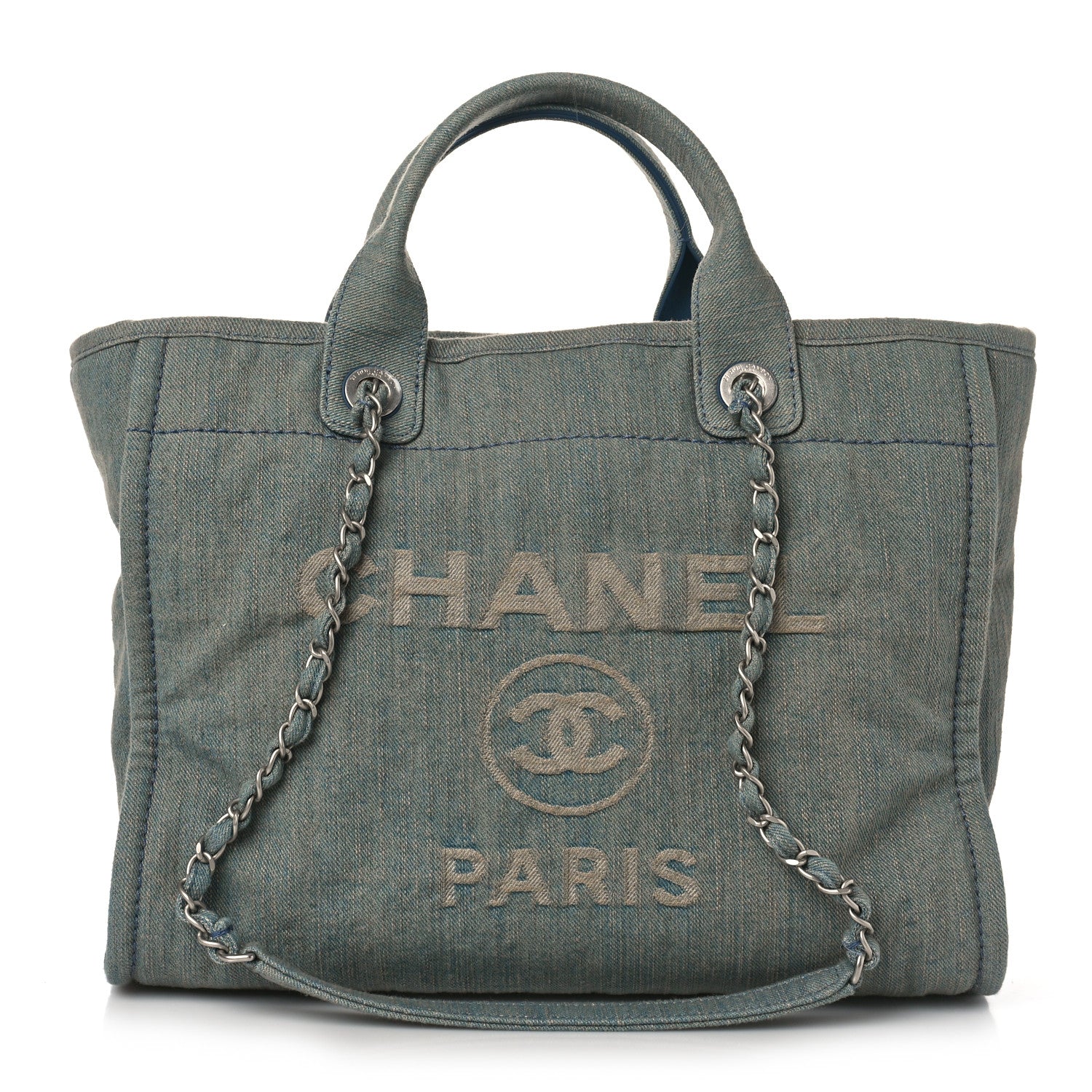 Chanel Denim Small Deauville Tote Light Blue 3 of 11