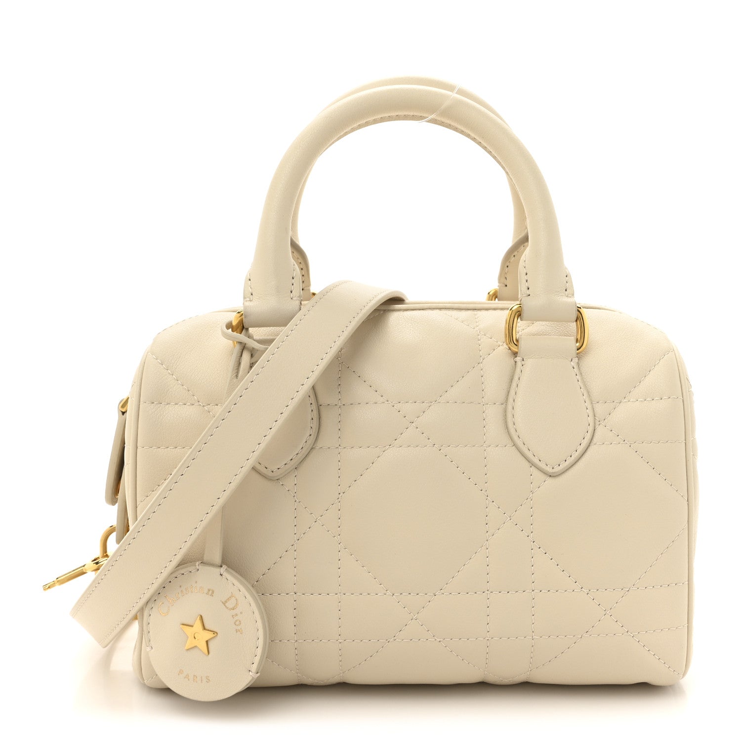 Christian Dior Calfskin Macrocannage Groove 20 Bag Dusty Ivory