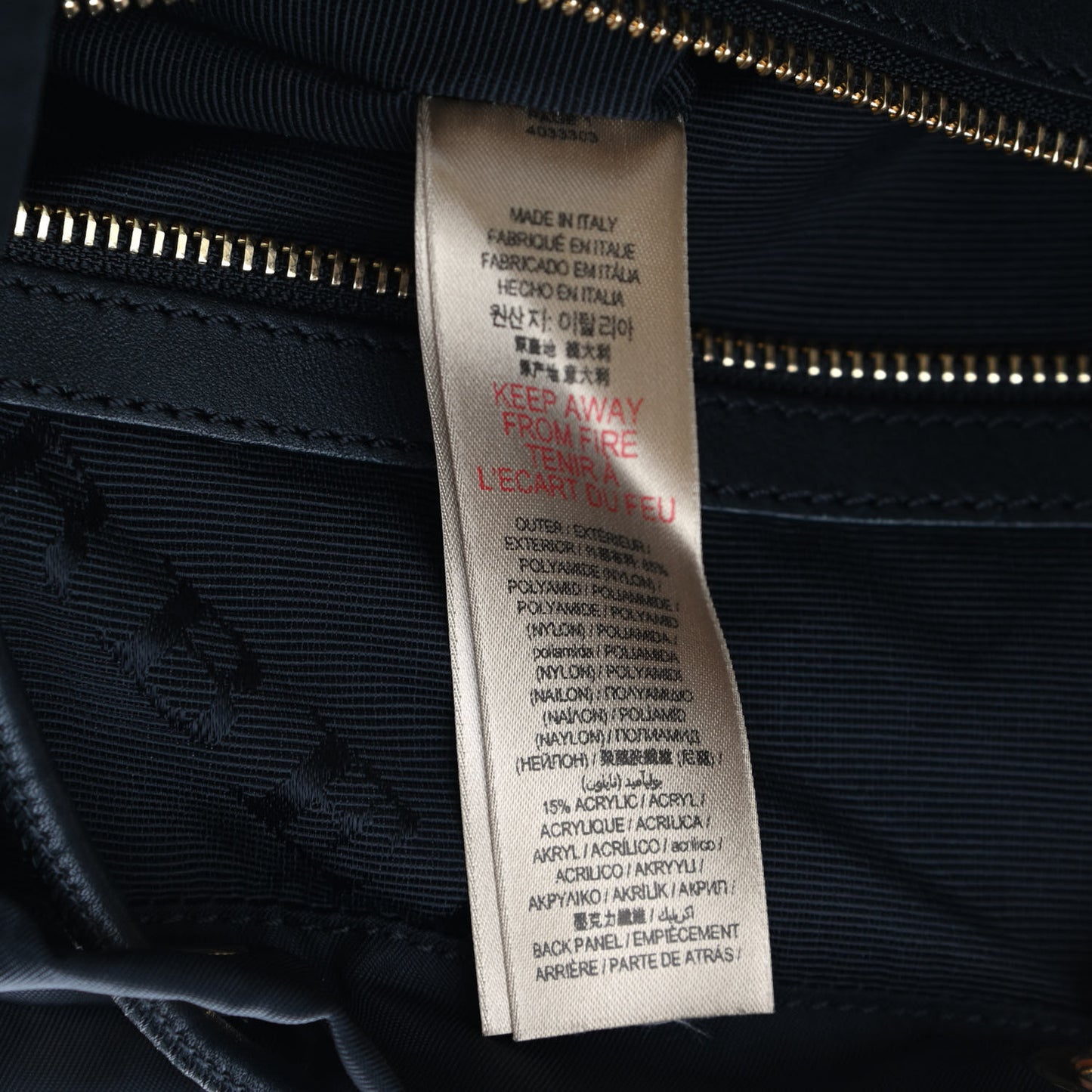 Nylon Medium Rucksack Runway Backpack Black Gold