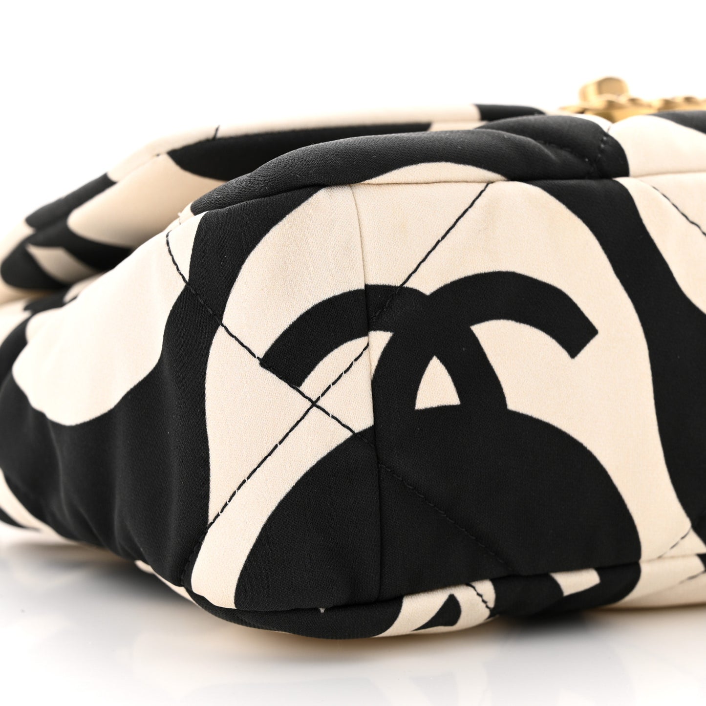 Fabric Printed Medium Chanel 19 Flap Black Ecru