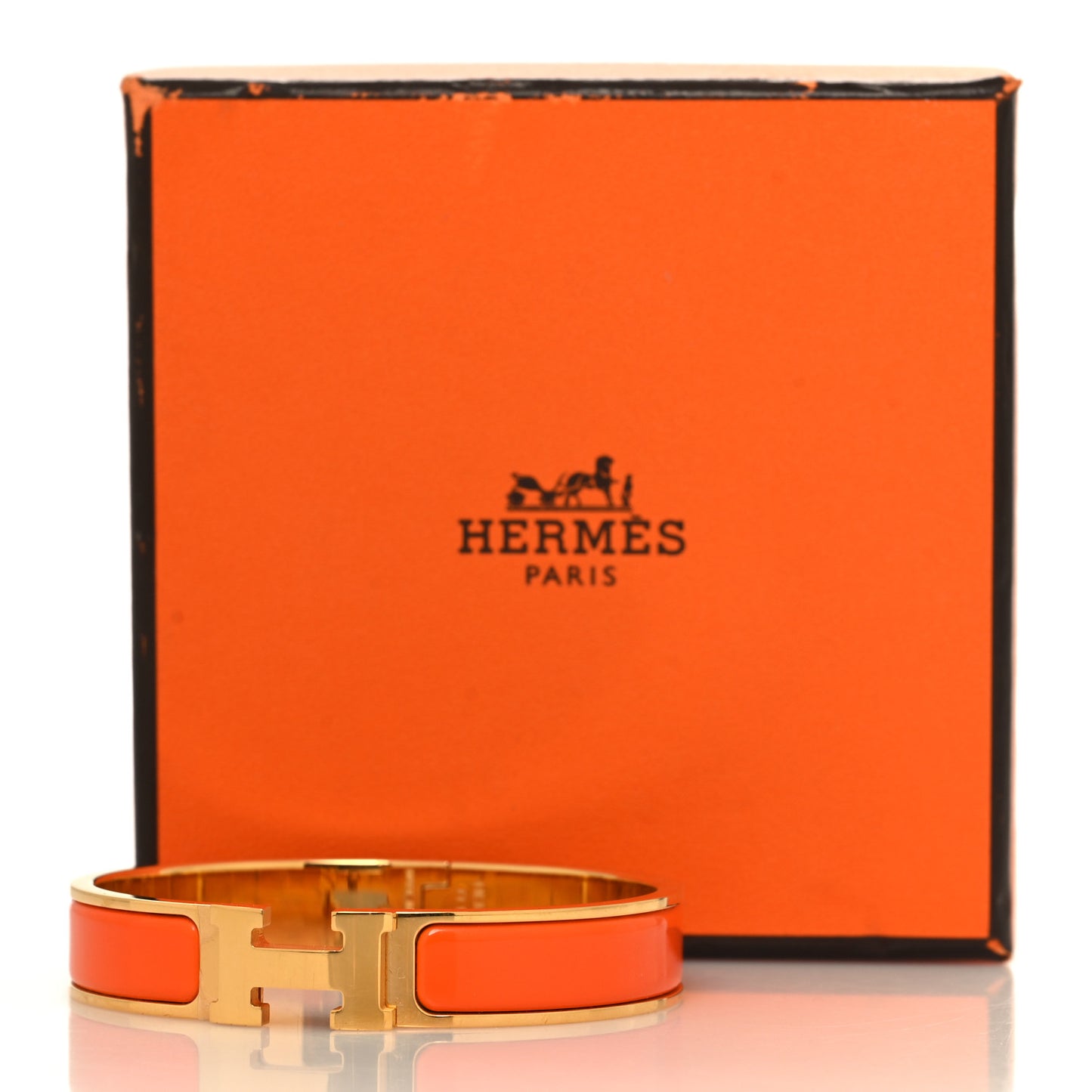 Enamel Narrow Clic Clac H Bracelet GM Orange