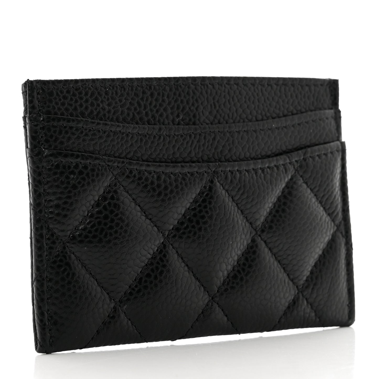 Caviar Quilted Card Holder Black