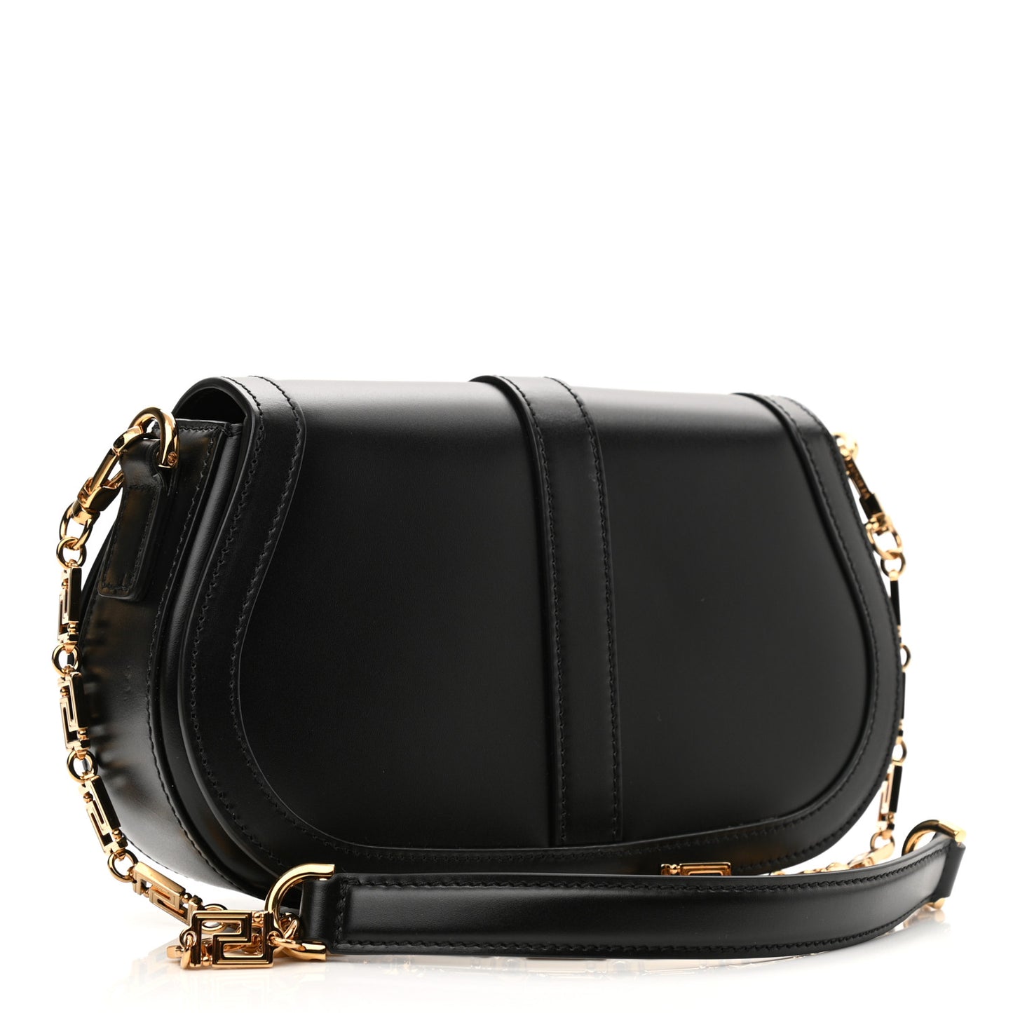 Calfskin Medium Greca Goddess Shoulder Bag Black