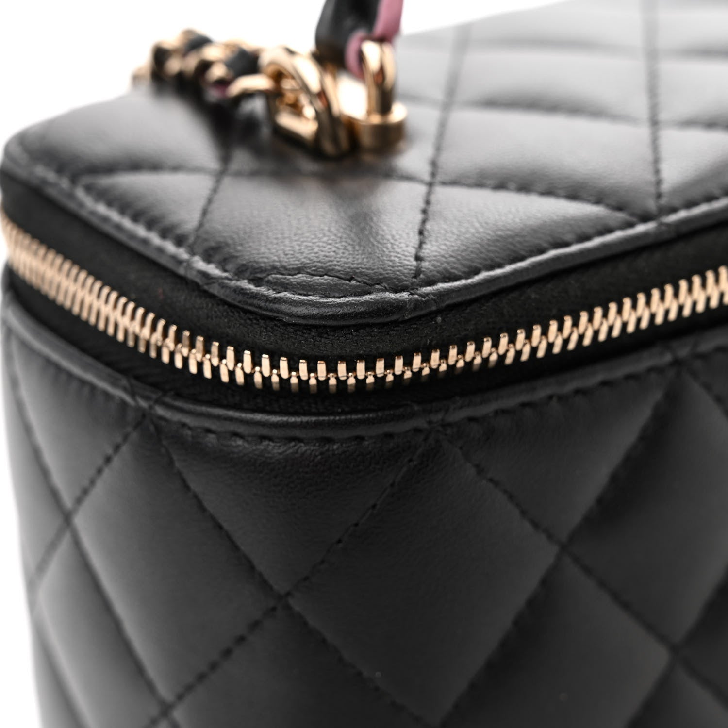 Chanel Lambskin Quilted Small Top Handle Vanity Case With Chain Black Lilac 11 of 12