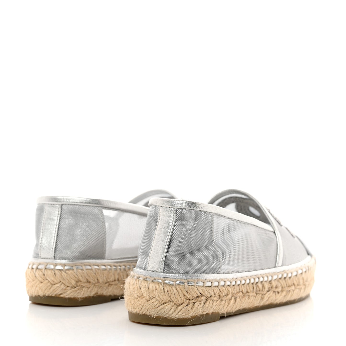 Mesh Grosgrain CC Espadrilles 35 Silver
