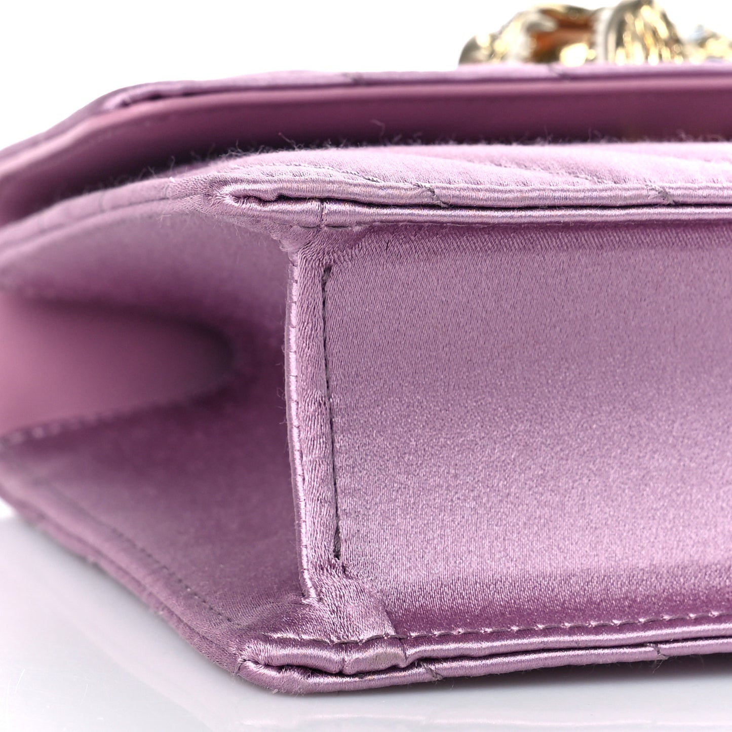 Satin Quilted Rajah Broadway Ring Top Handle Bag Purple