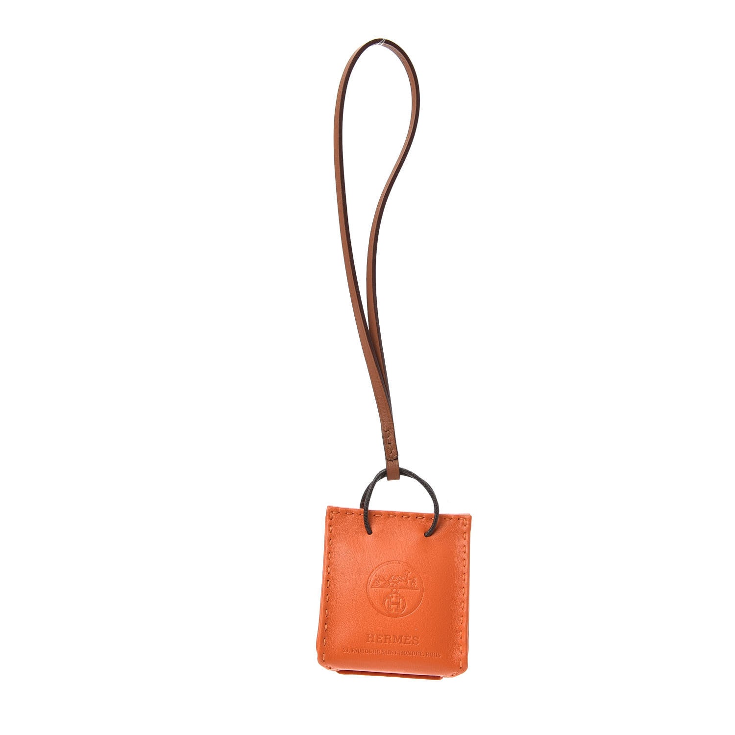 Hermes Milo Lambskin Swift Shopping Bag Charm Feu Gold 1 of 3