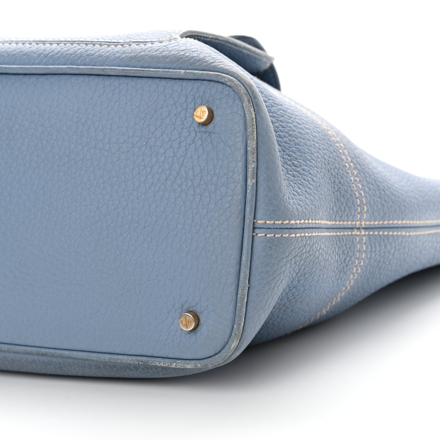 Grained Calfskin Globe Shoulder Bag Sky Blue