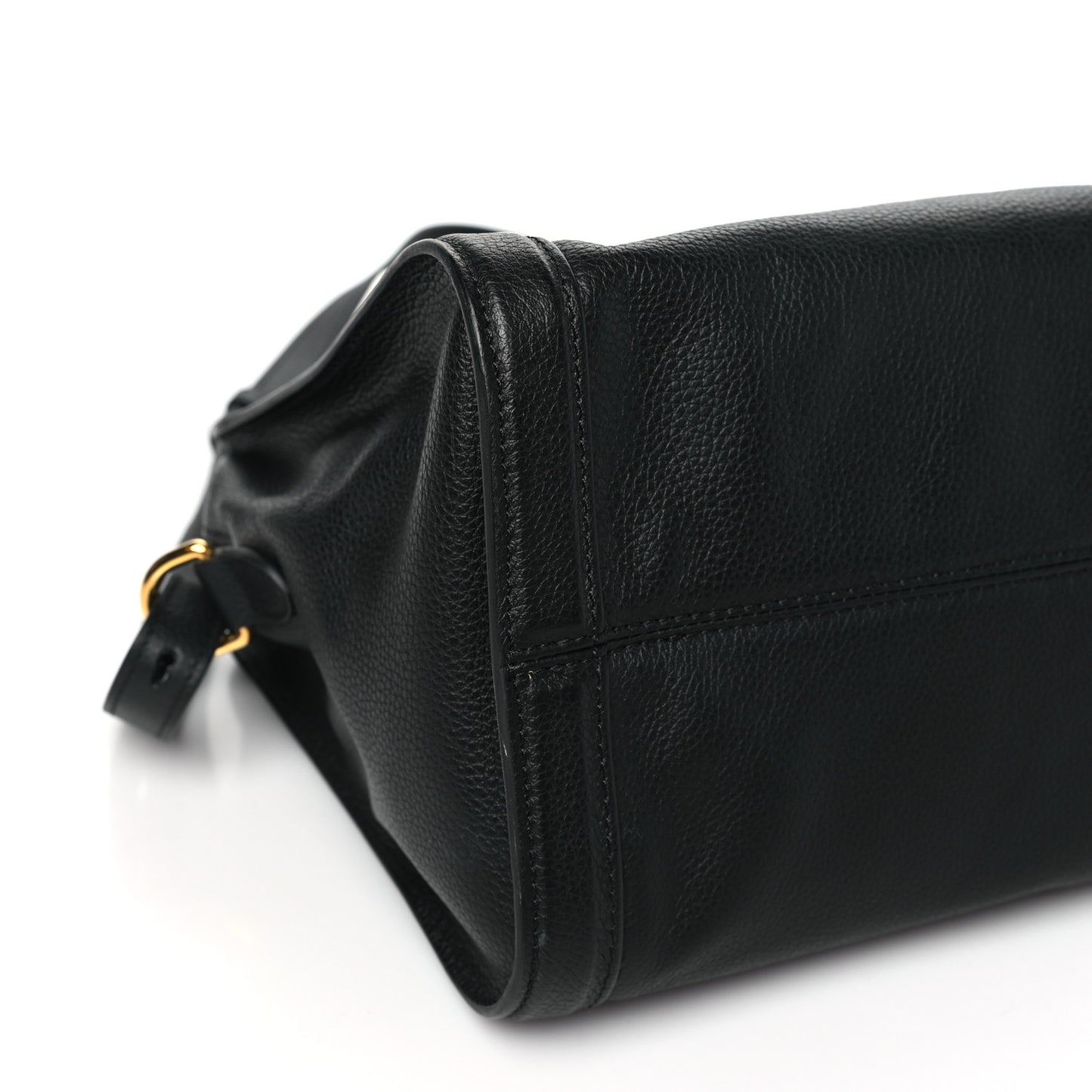 Pebbled Calfskin Small Skull Padlock Zip Around Tote Black
