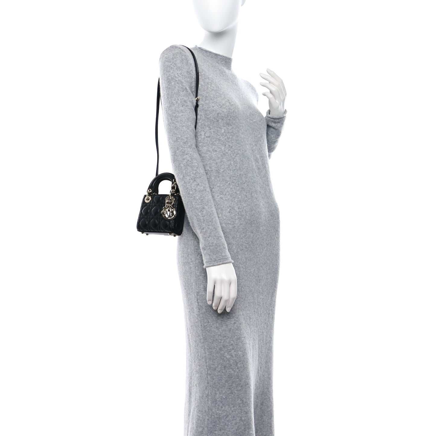 Lambskin Cannage Micro Lady Dior Black