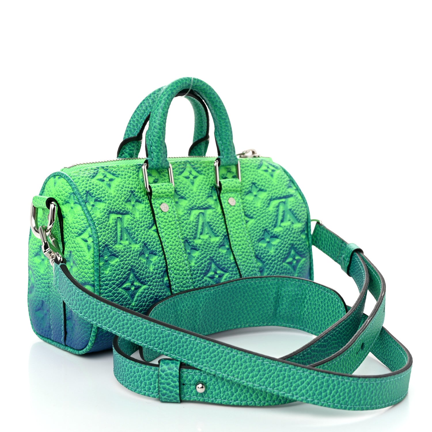 Louis Vuitton Taurillon Illusion Keepall XS Bleu Vert 3 of 9